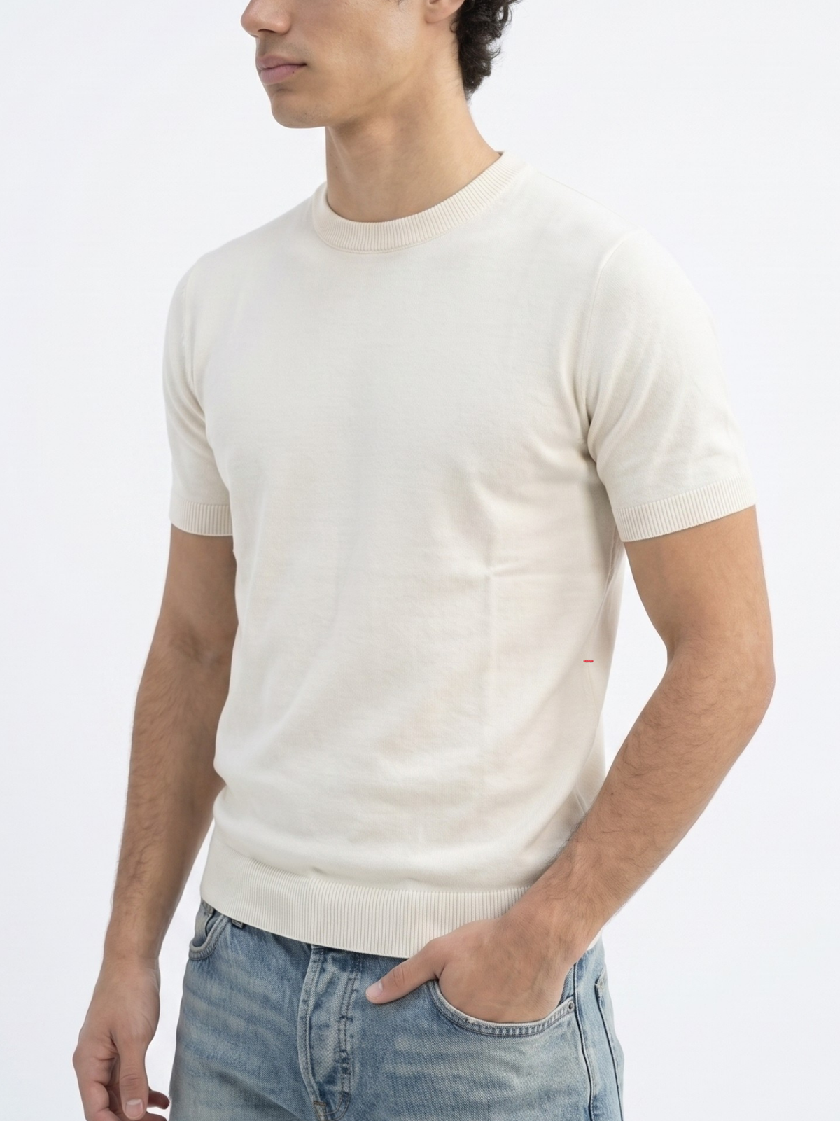 REFINED ROUND NECK COTTON KNIT T-SHIRT
