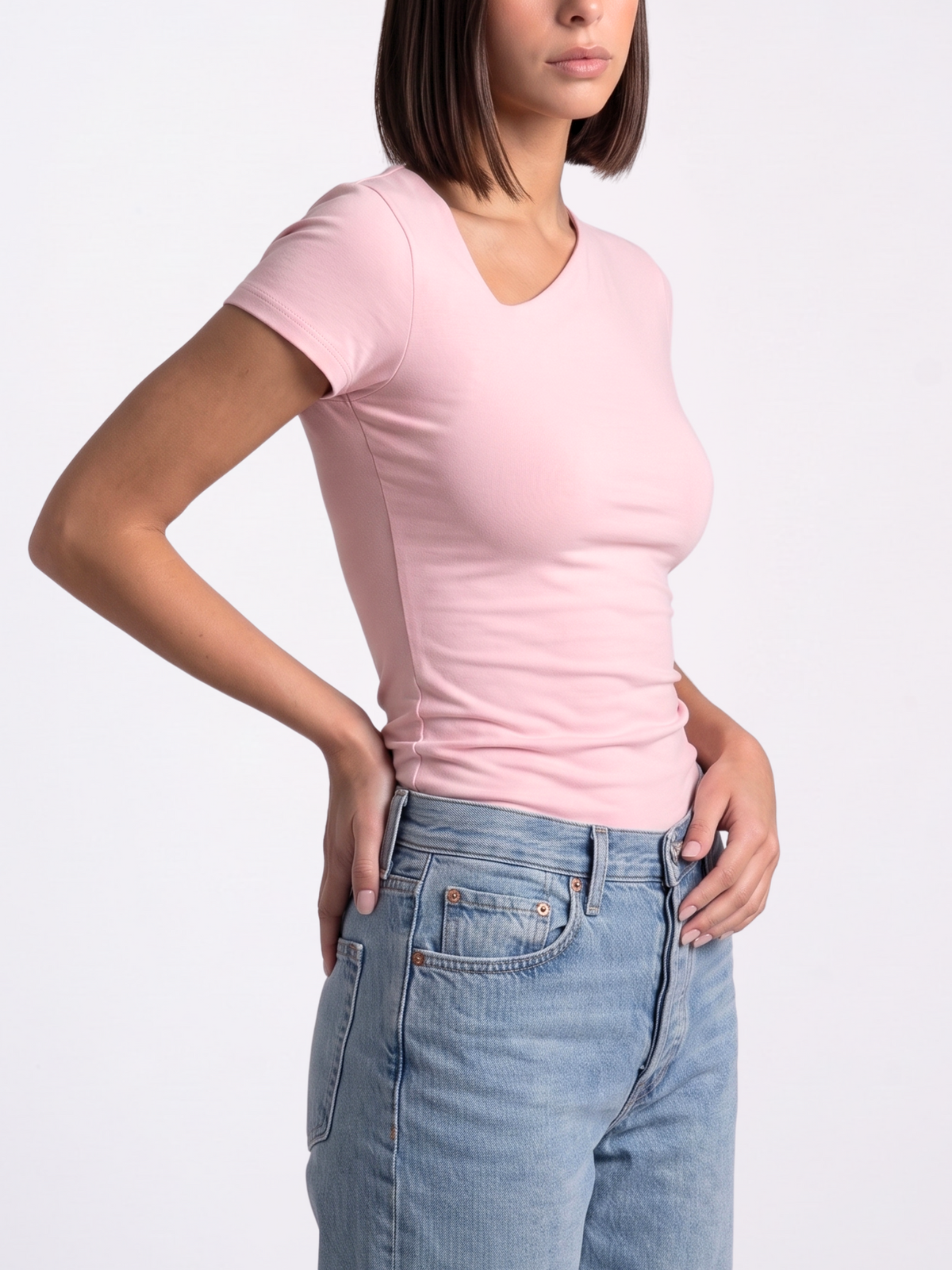 REFINED ASYMMETRICAL V NECK