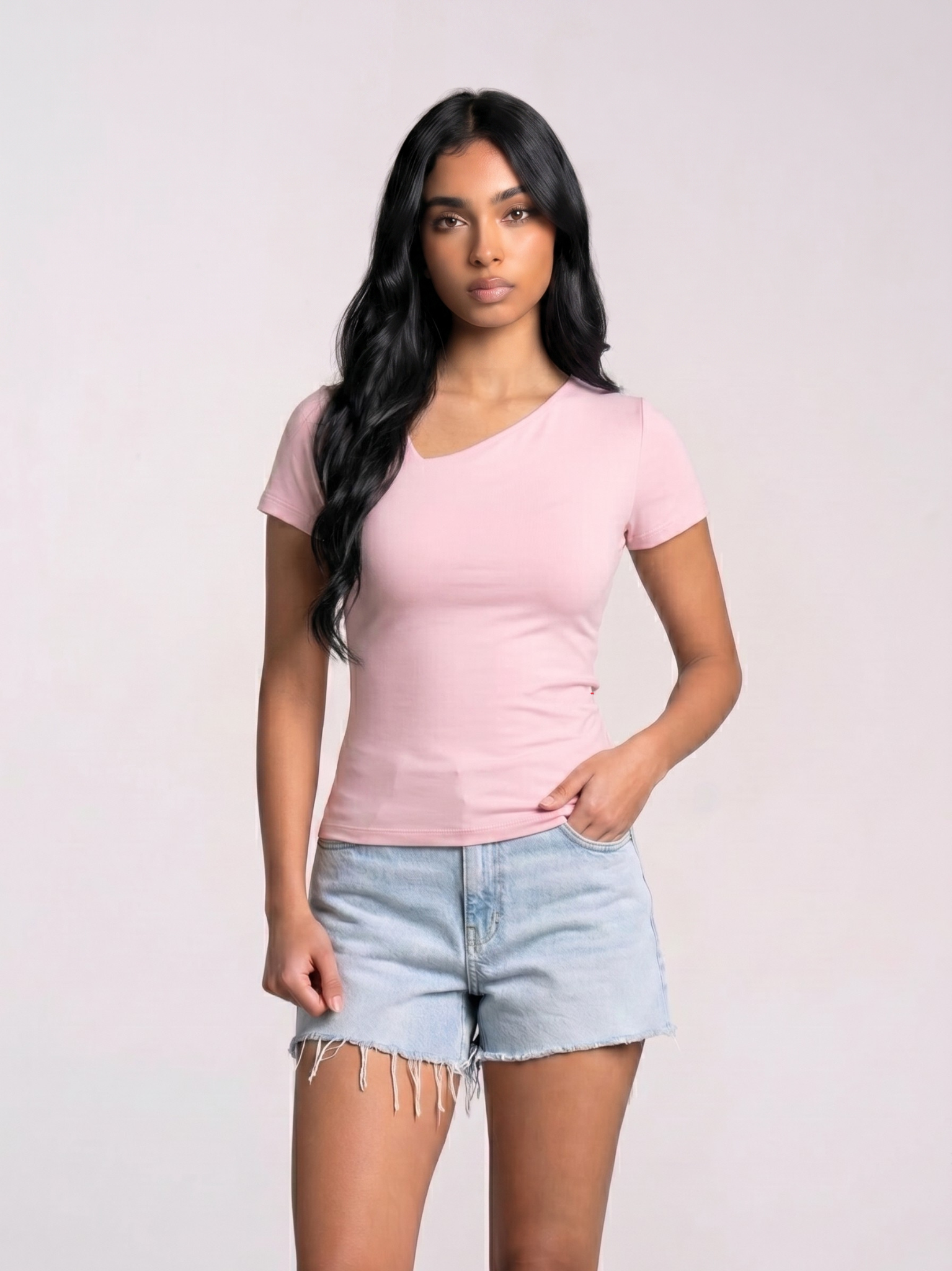 REFINED ASYMMETRICAL V NECK