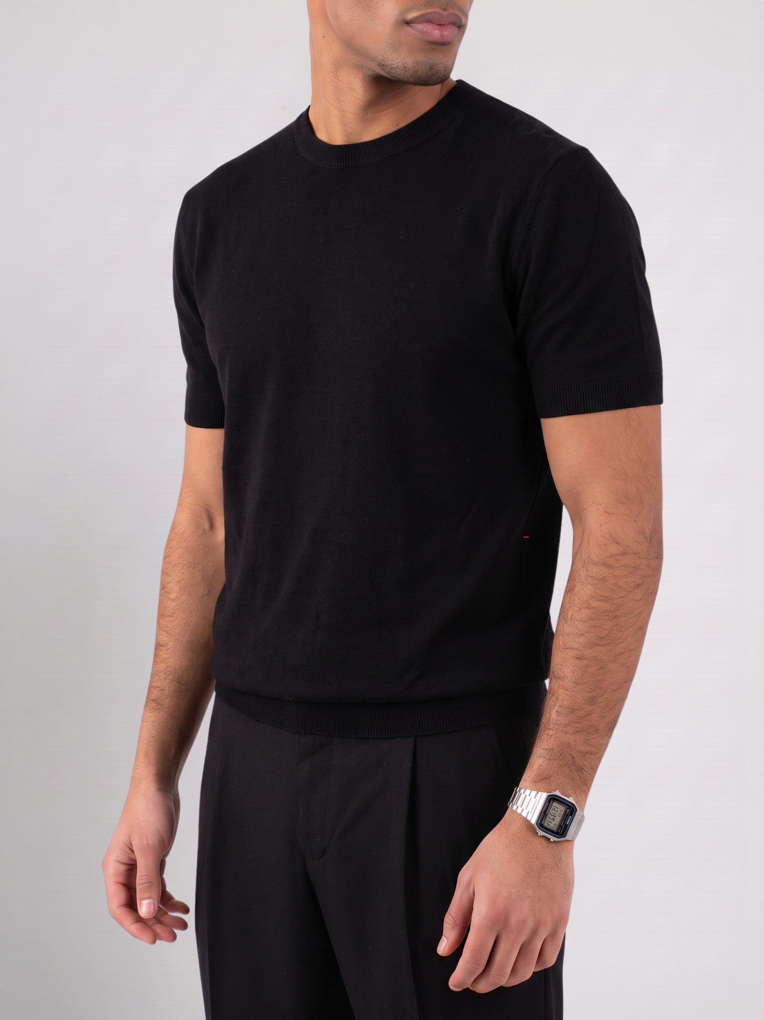 REFINED ROUND NECK COTTON KNIT T-SHIRT