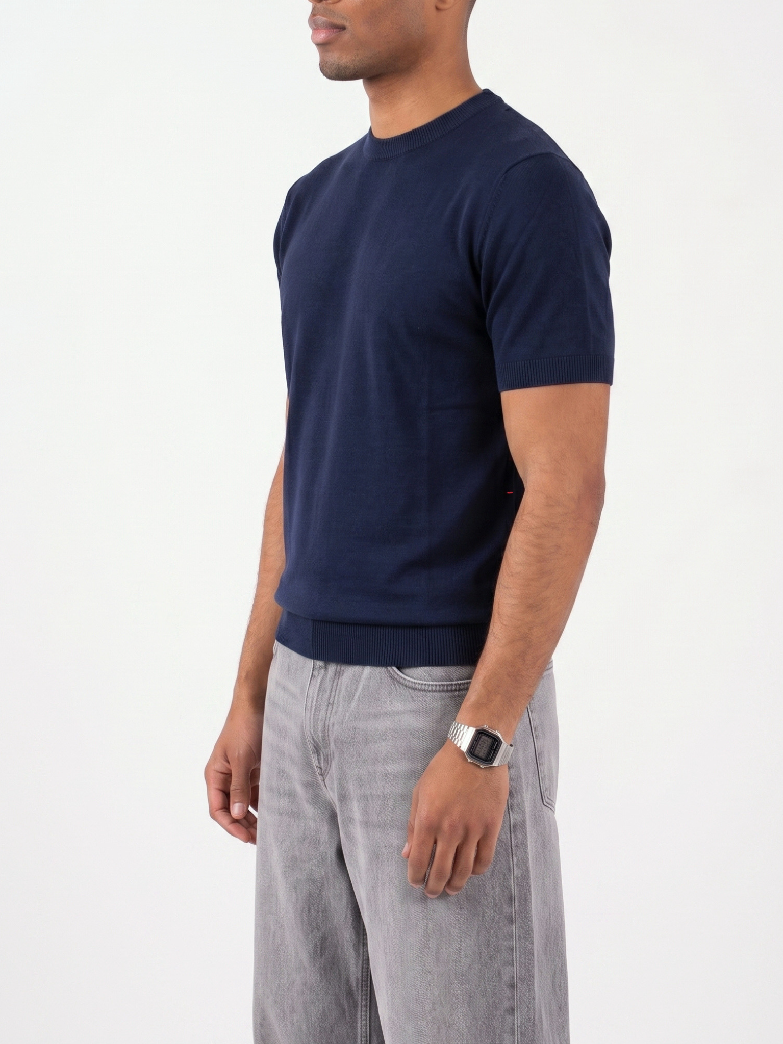 REFINED ROUND NECK COTTON KNIT T-SHIRT