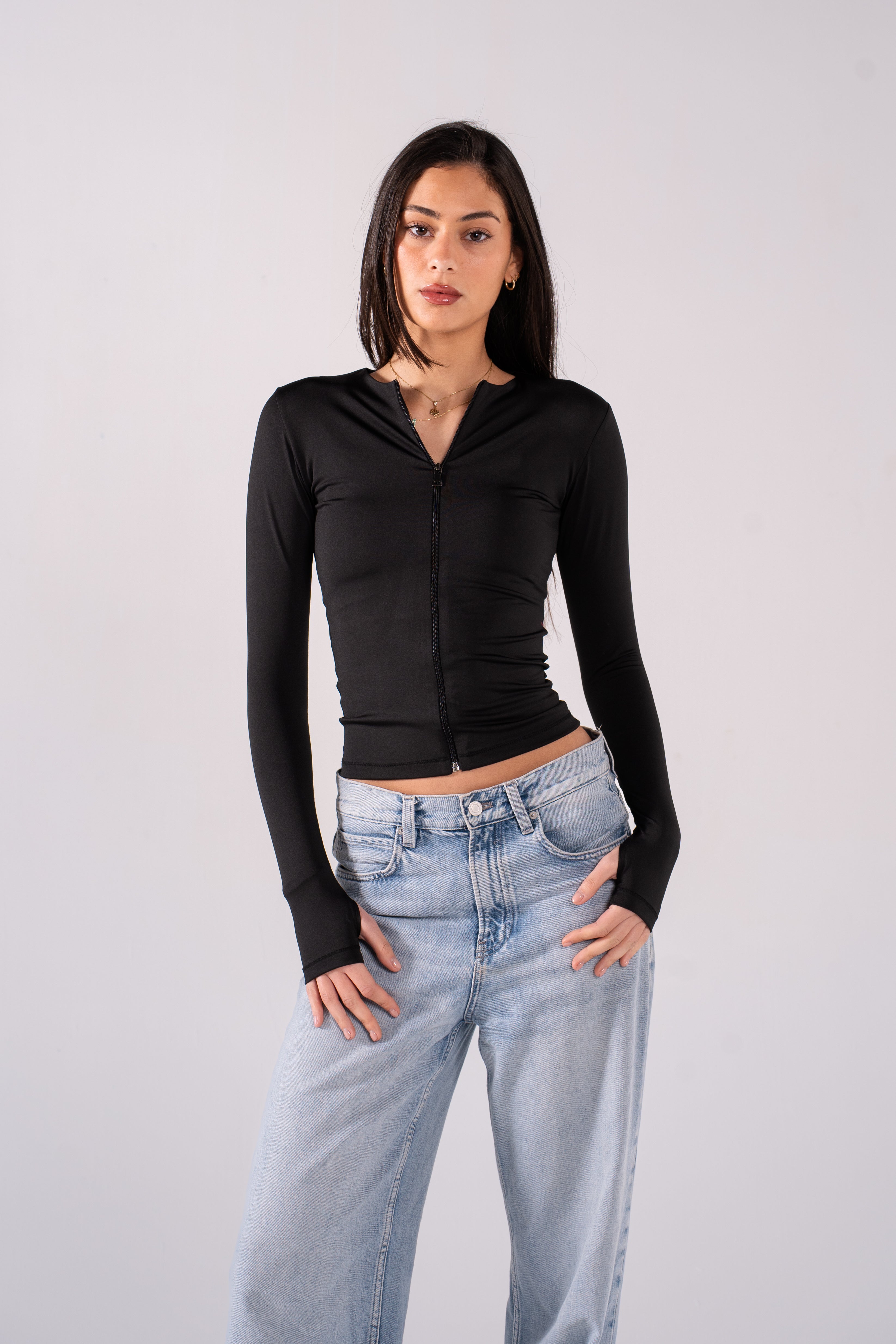 REFINED LONG-SLEEVE FULL ZIPPER