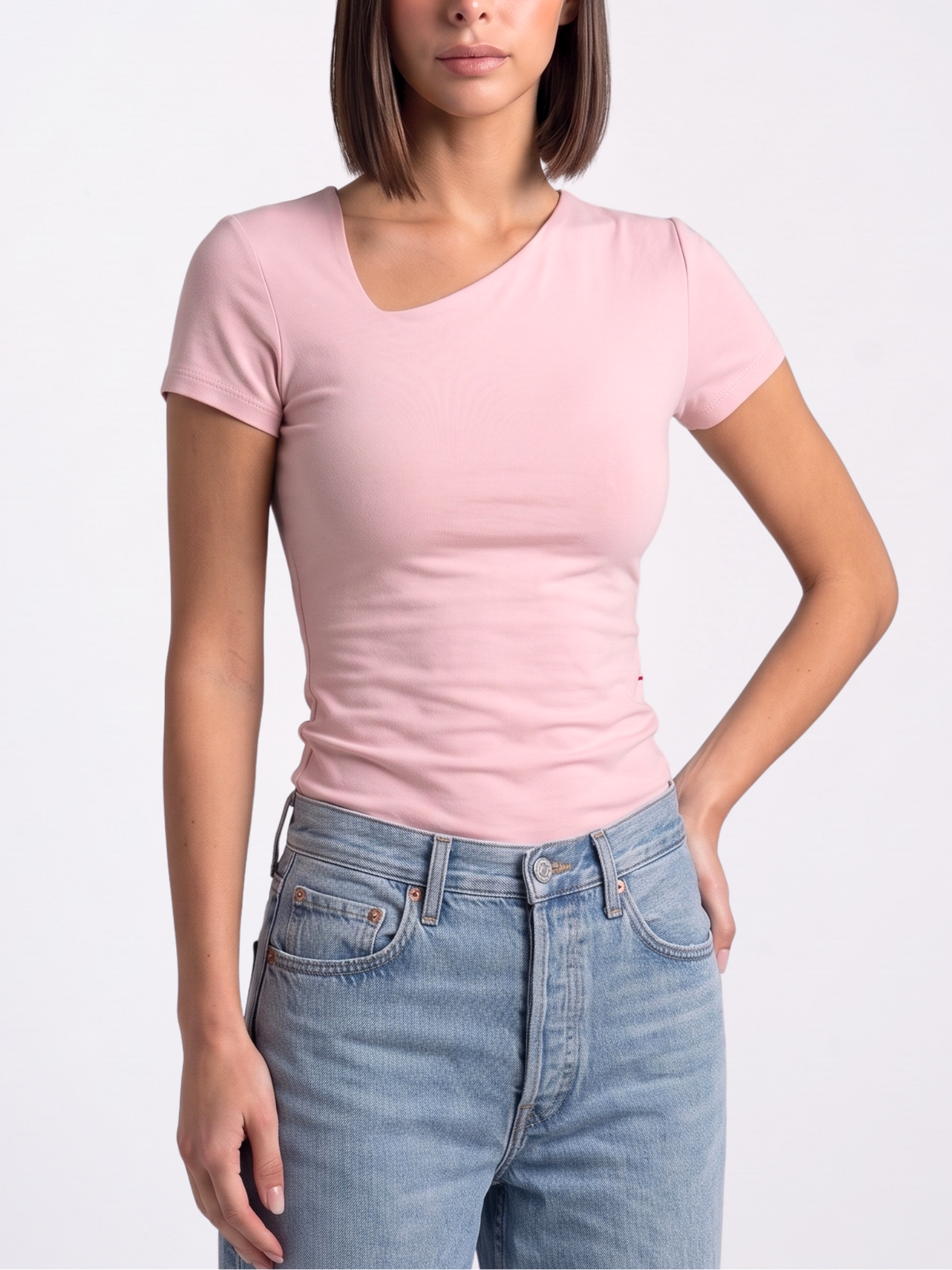 REFINED ASYMMETRICAL V NECK