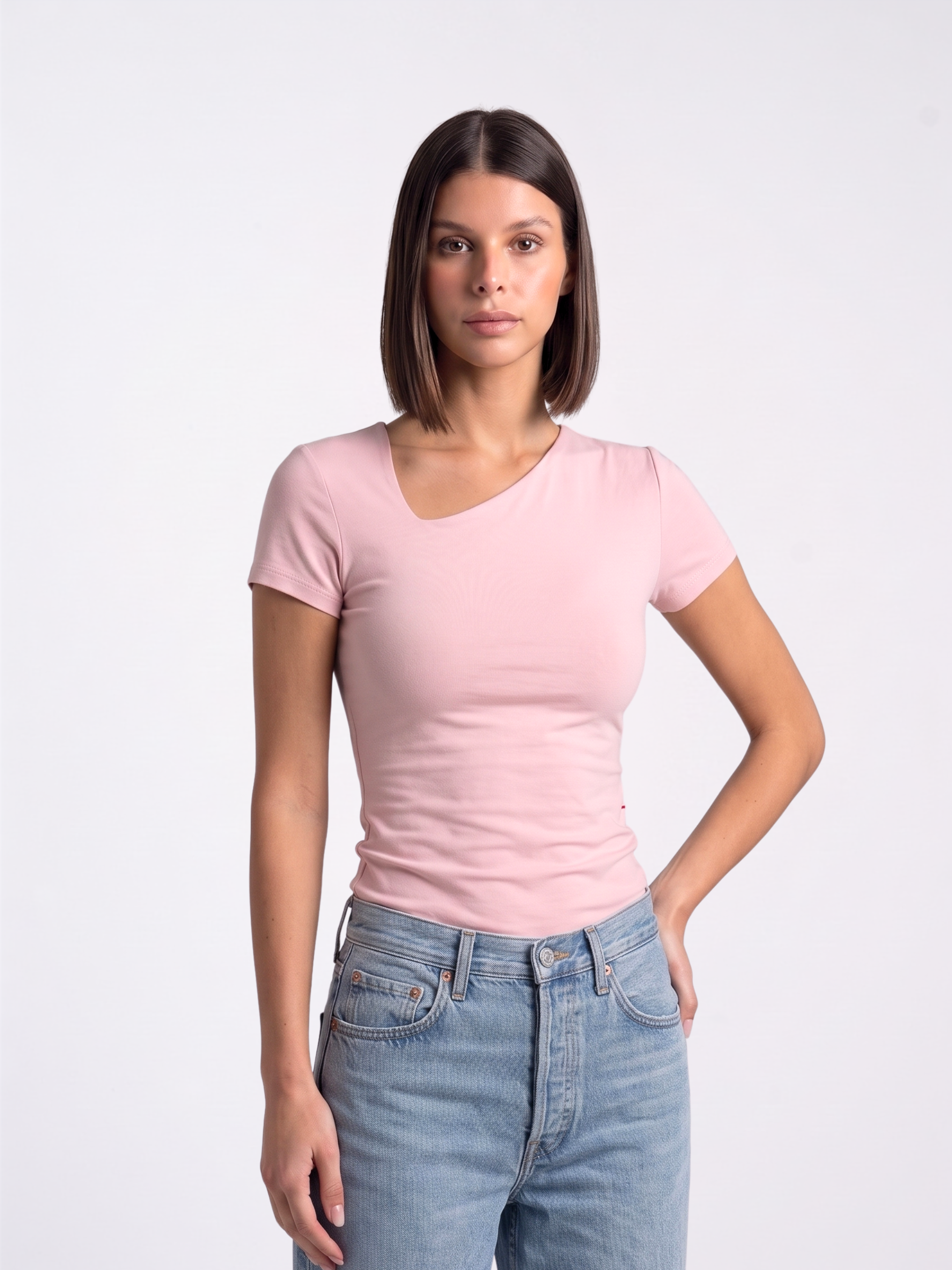 REFINED ASYMMETRICAL V NECK