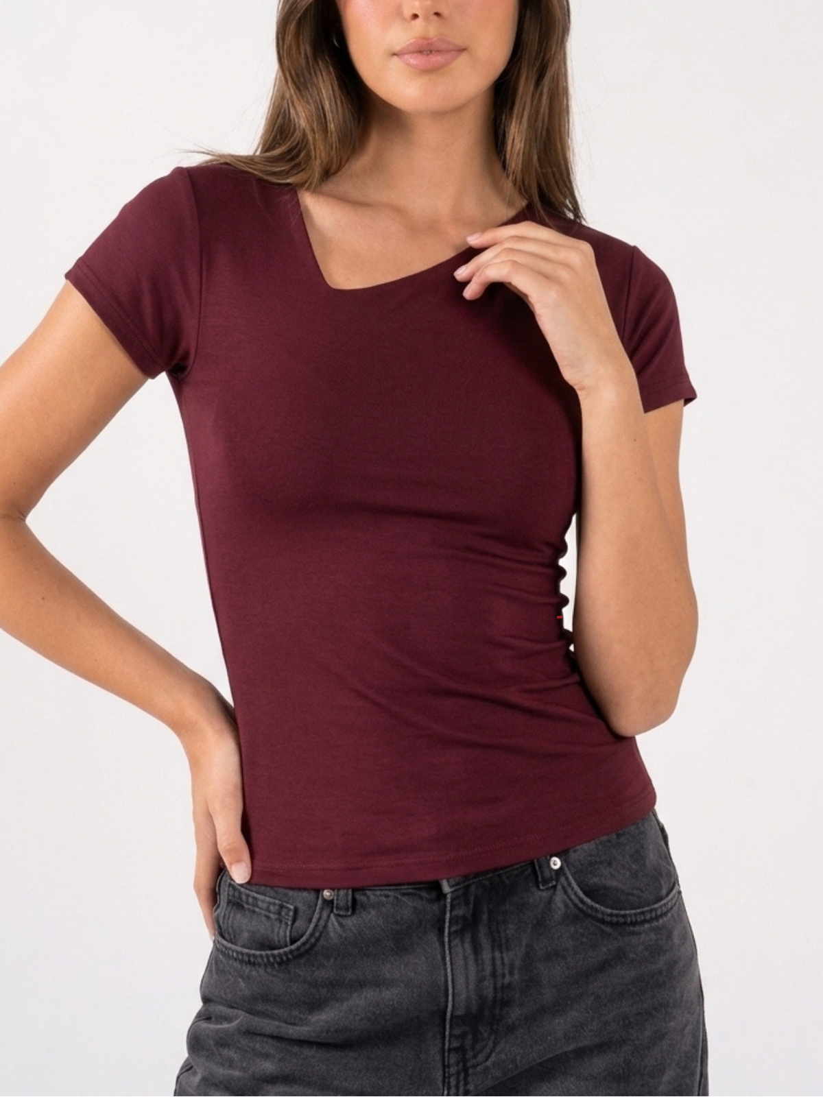 REFINED ASYMMETRICAL V NECK
