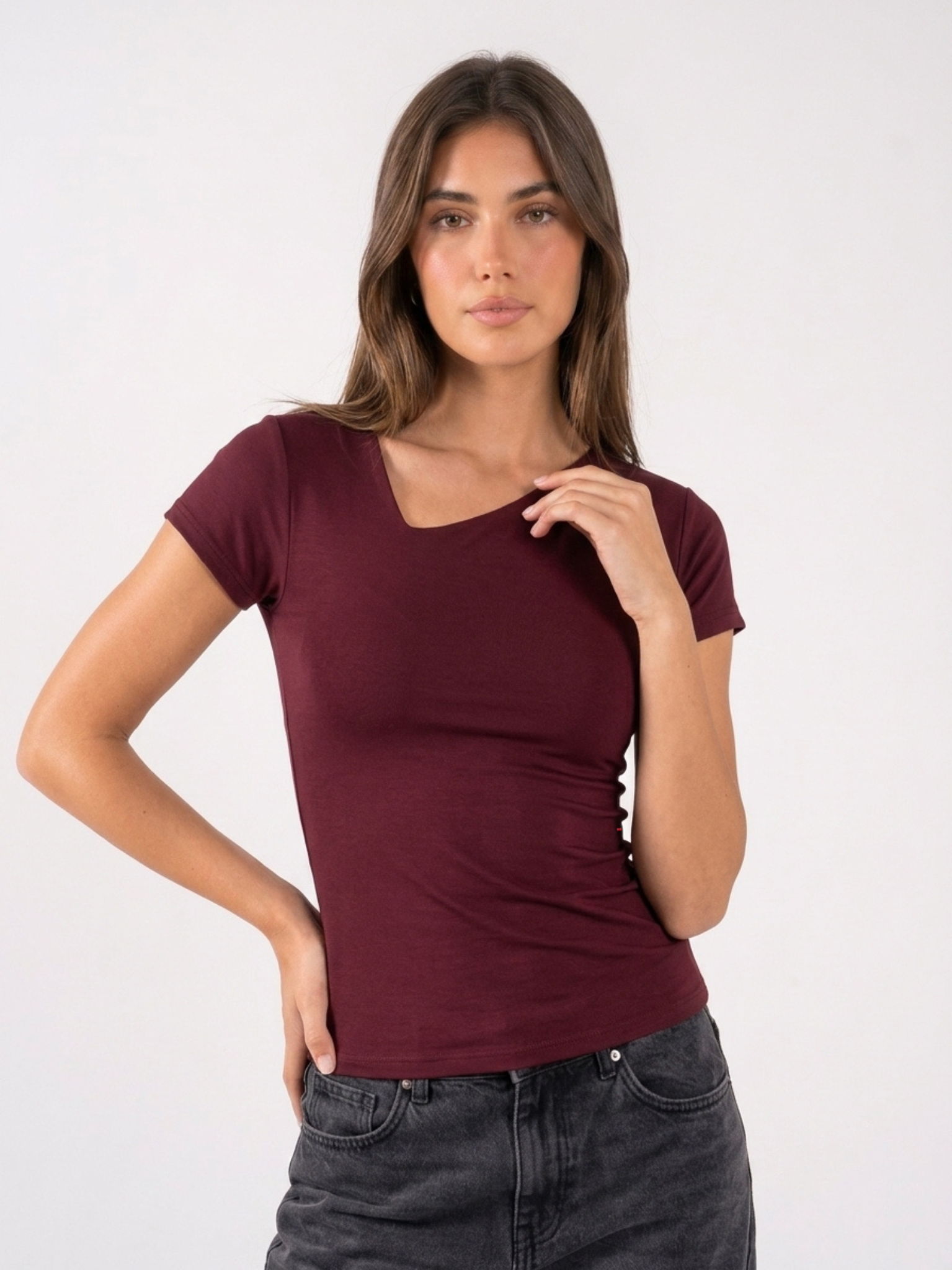 REFINED ASYMMETRICAL V NECK