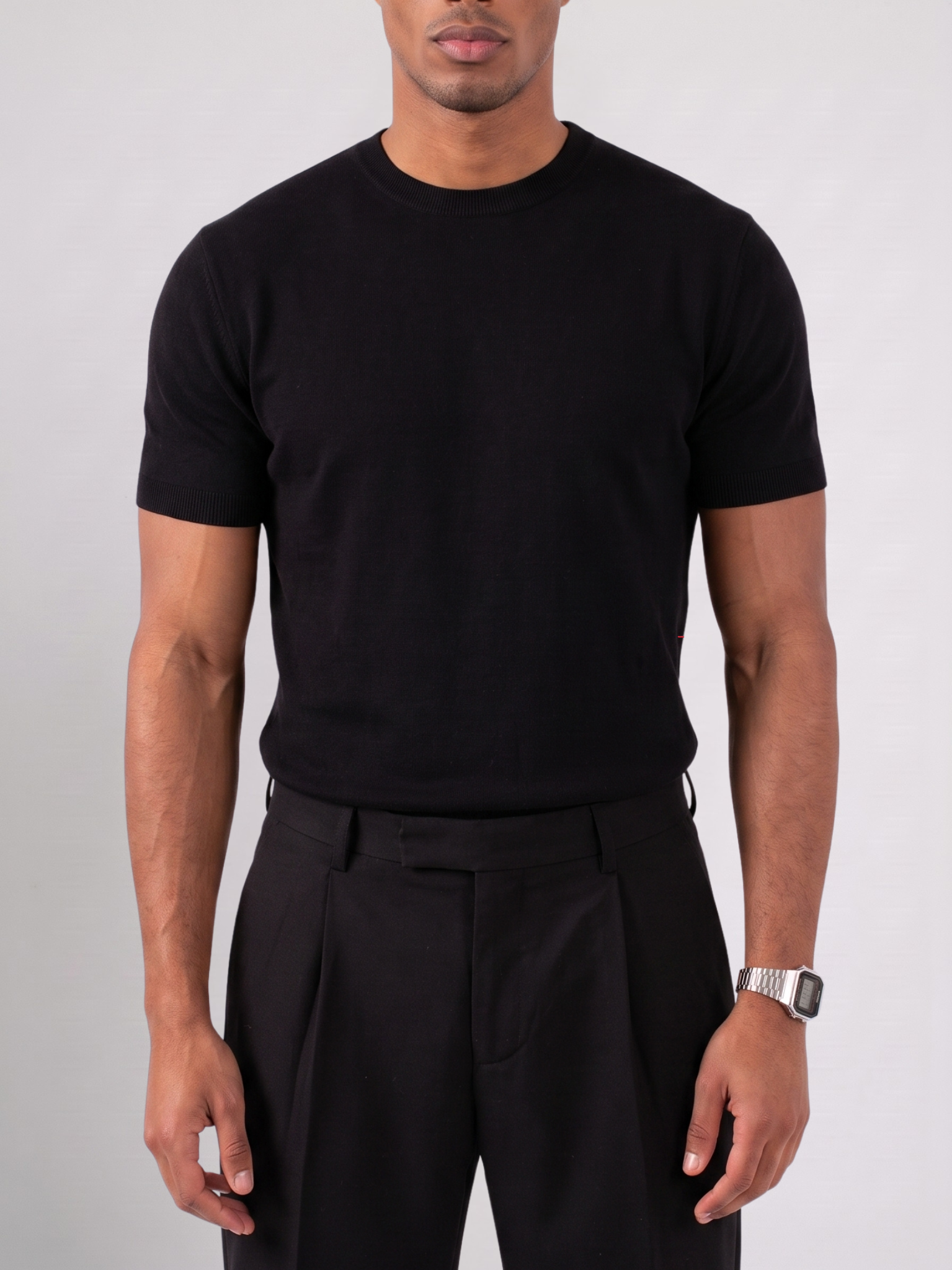 REFINED ROUND NECK COTTON KNIT T-SHIRT