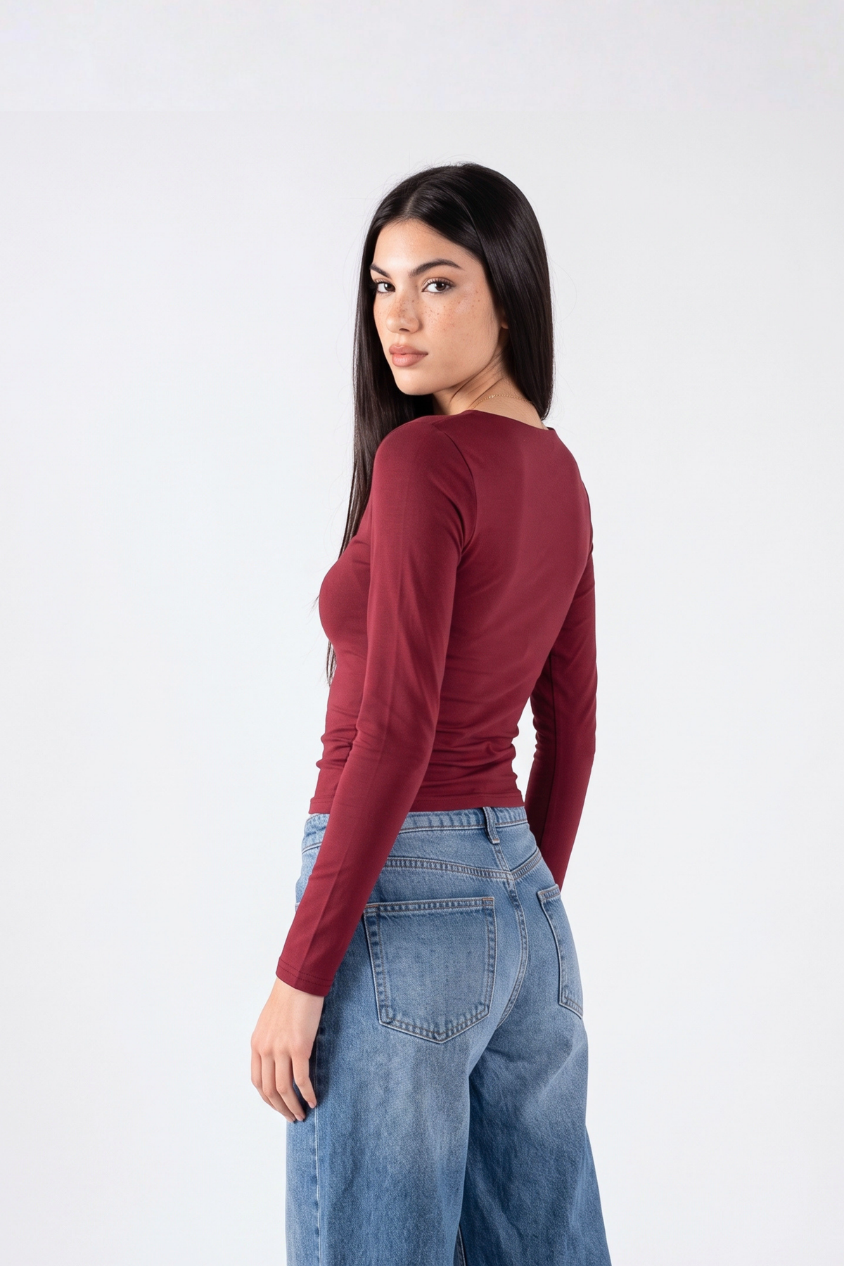 REFINED COTTON LONG-SLEEVE SQUARE NECK
