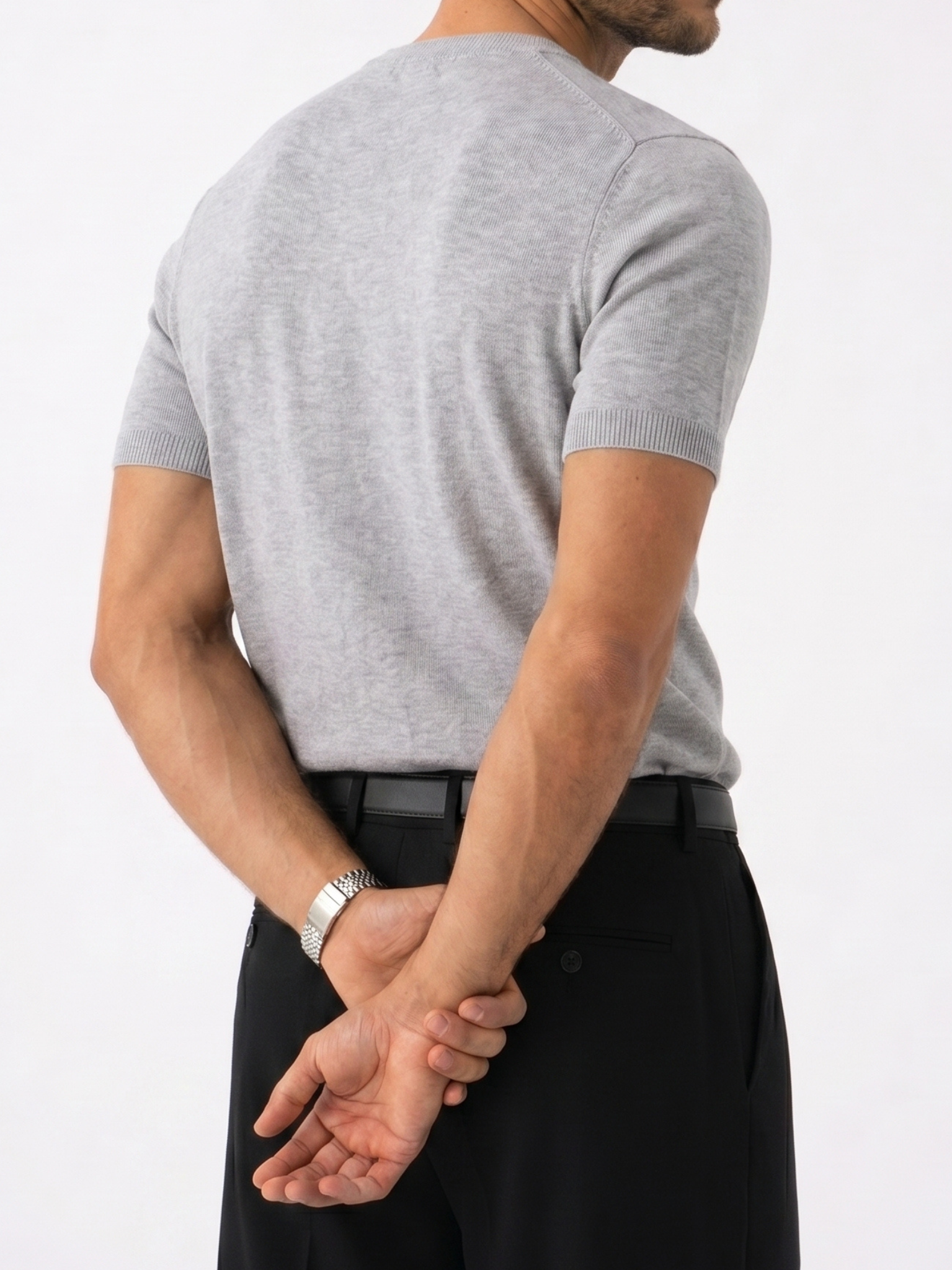 REFINED ROUND NECK KNIT T-SHIRT