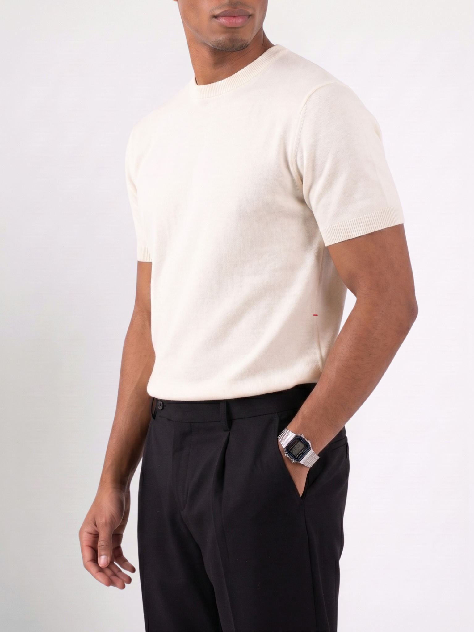 REFINED ROUND NECK COTTON KNIT T-SHIRT