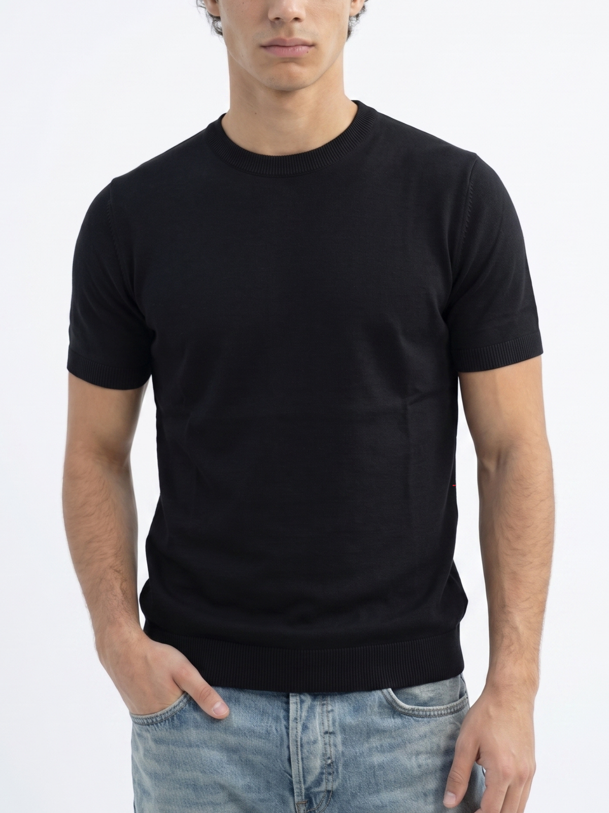 REFINED ROUND NECK COTTON KNIT T-SHIRT