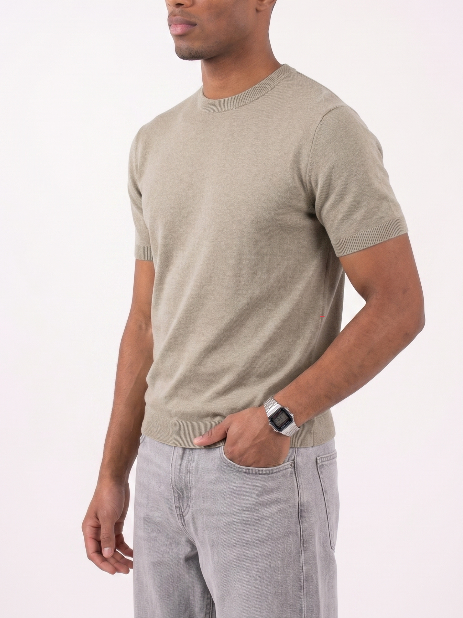 REFINED ROUND NECK COTTON KNIT T-SHIRT