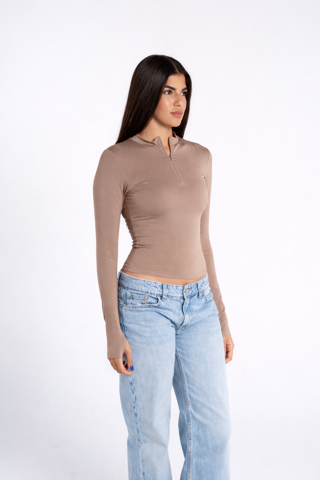 HIGH NECK ZIPPER LONG SLEEVE
