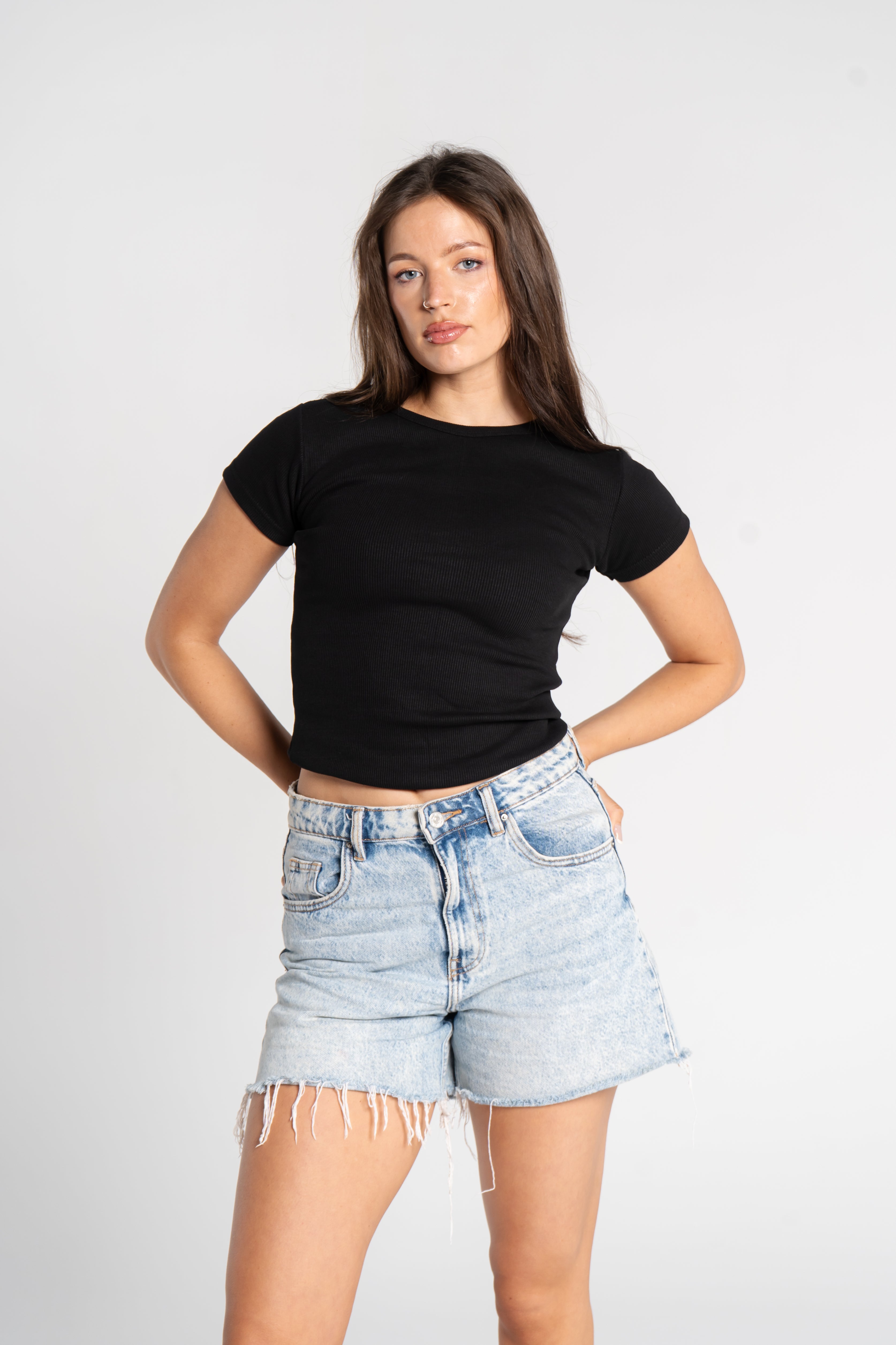 RIBBED ROUND NECK SHORT SLEEVE