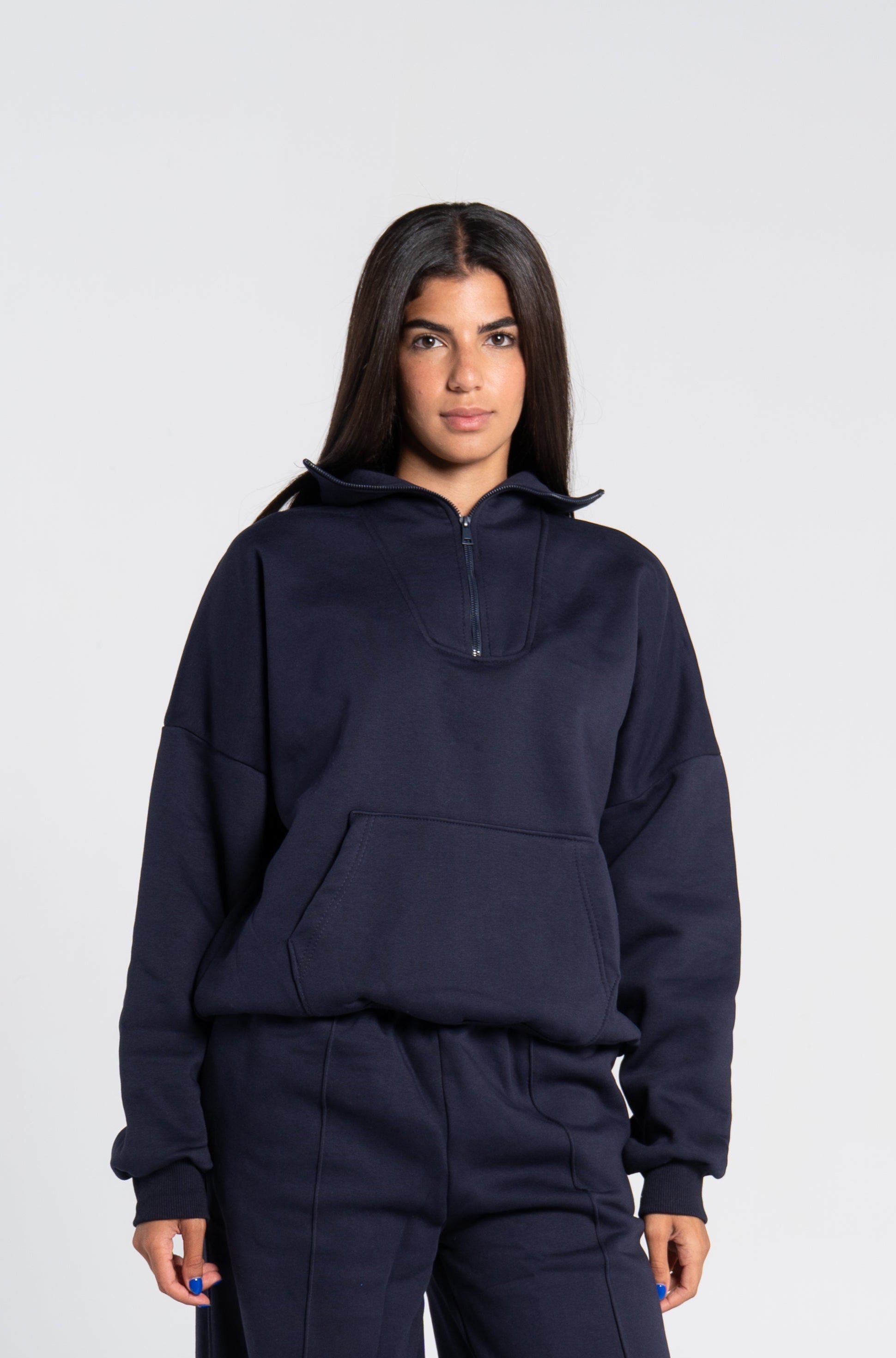 HIGH NECK ZIPPER SWEAT SHIRT
