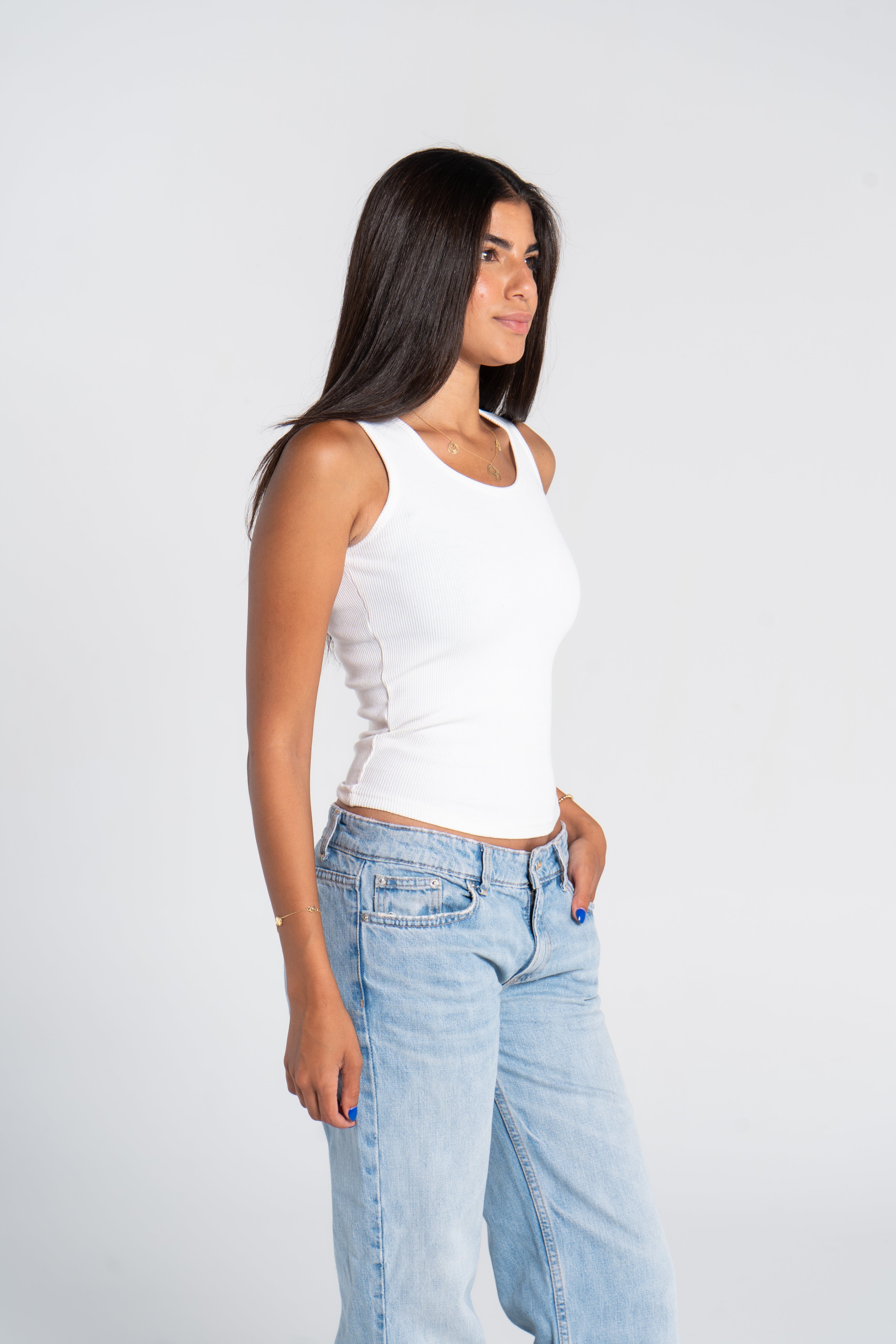 RIBBED WIDE NECK TANK TOP