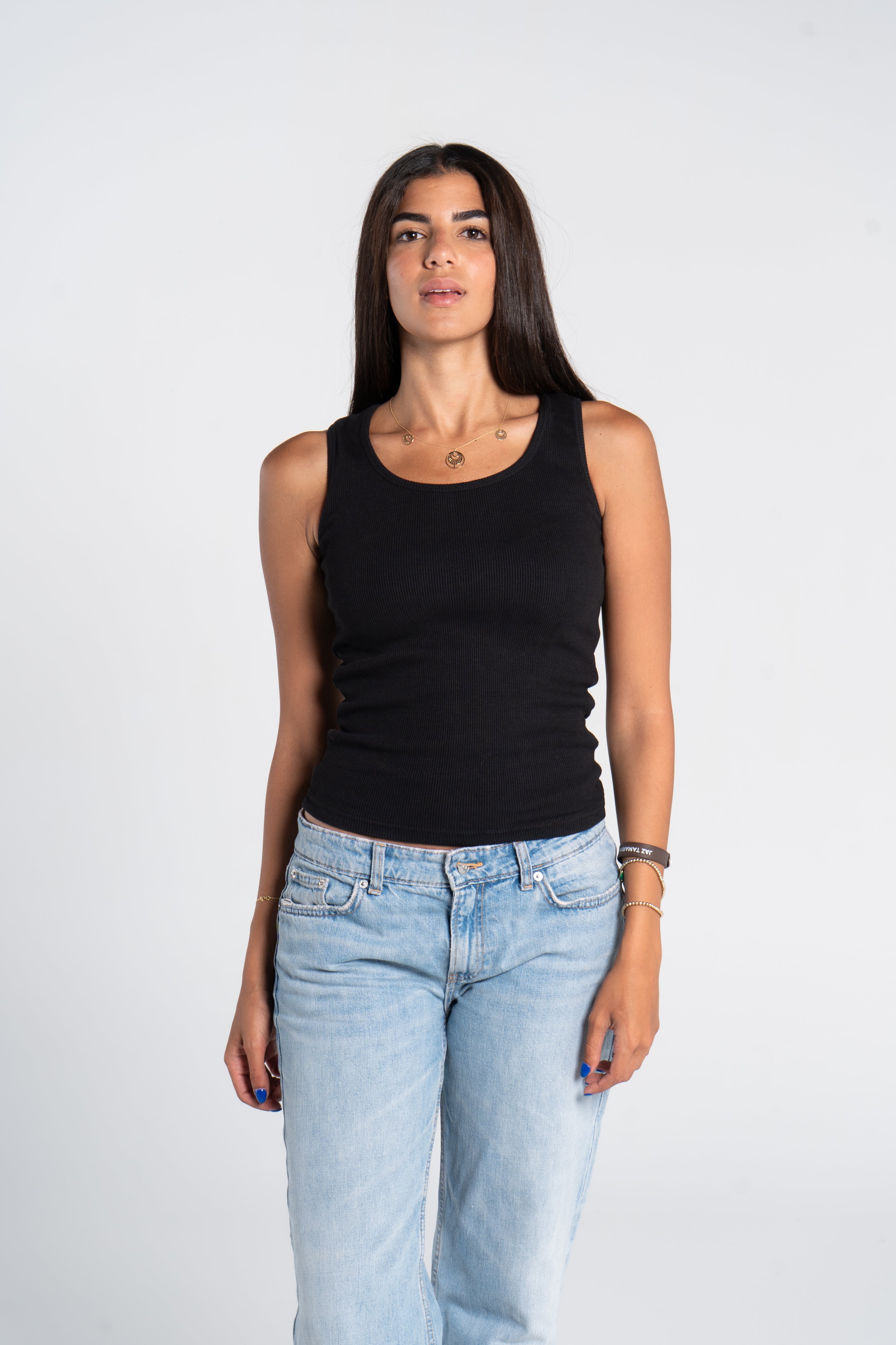 RIBBED WIDE NECK TANK TOP