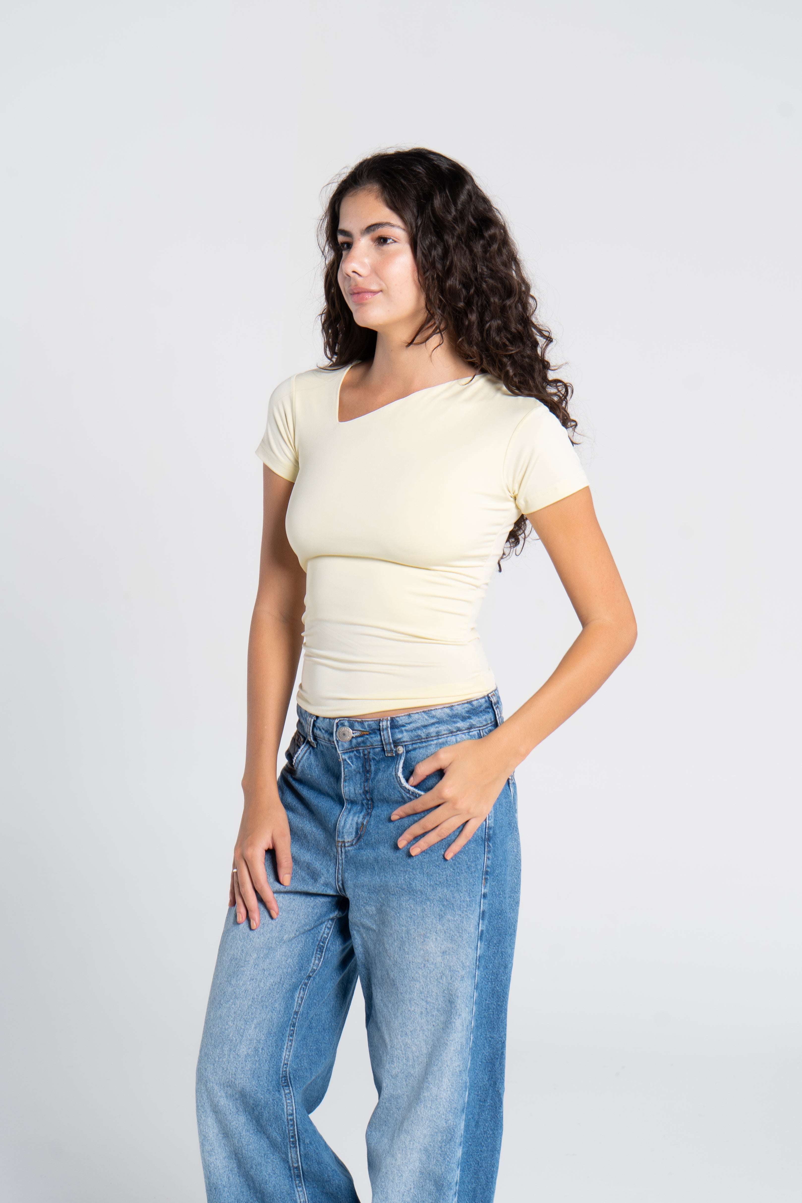 ASYMMETRICAL V NECK TOP