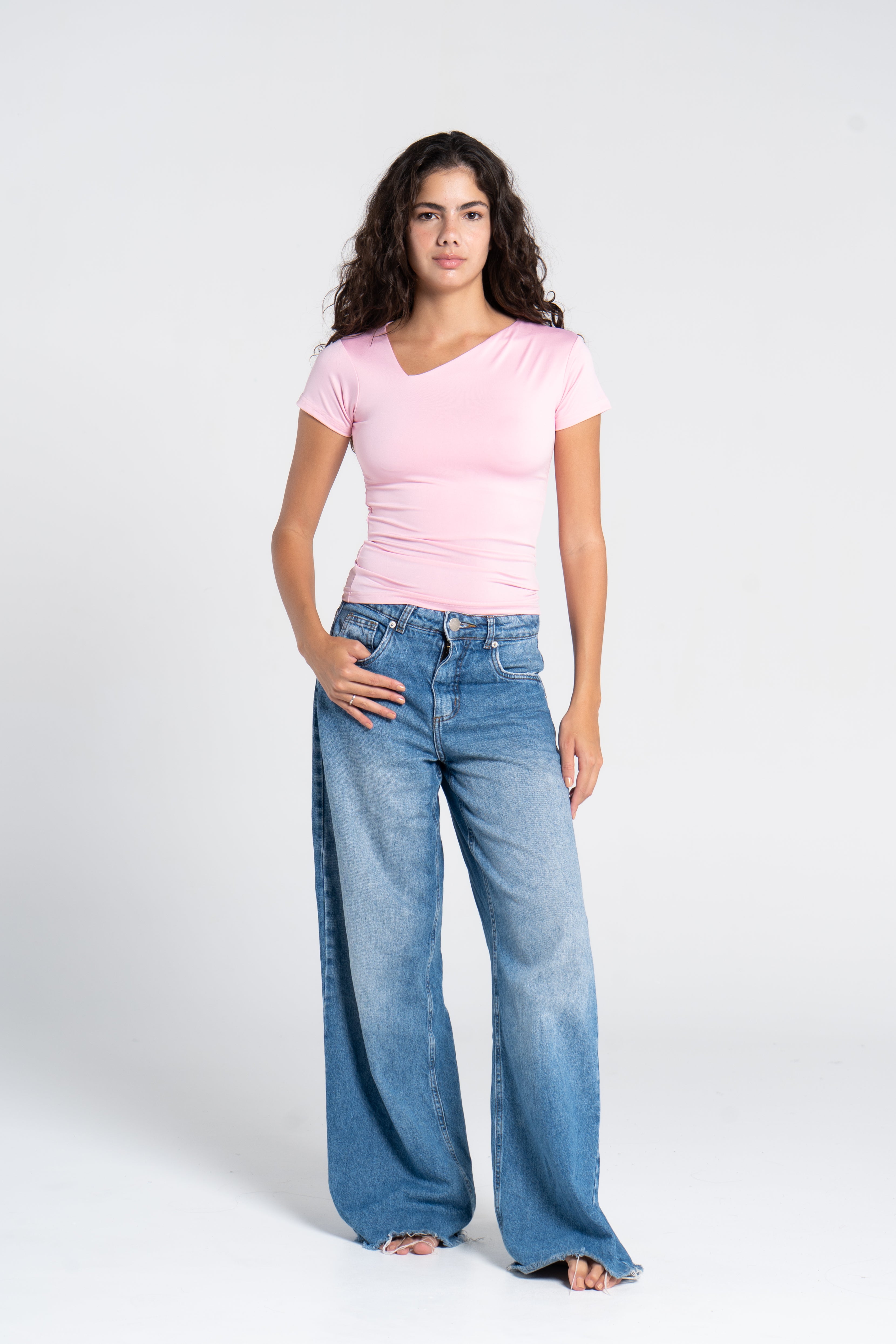 ASYMMETRICAL V NECK TOP