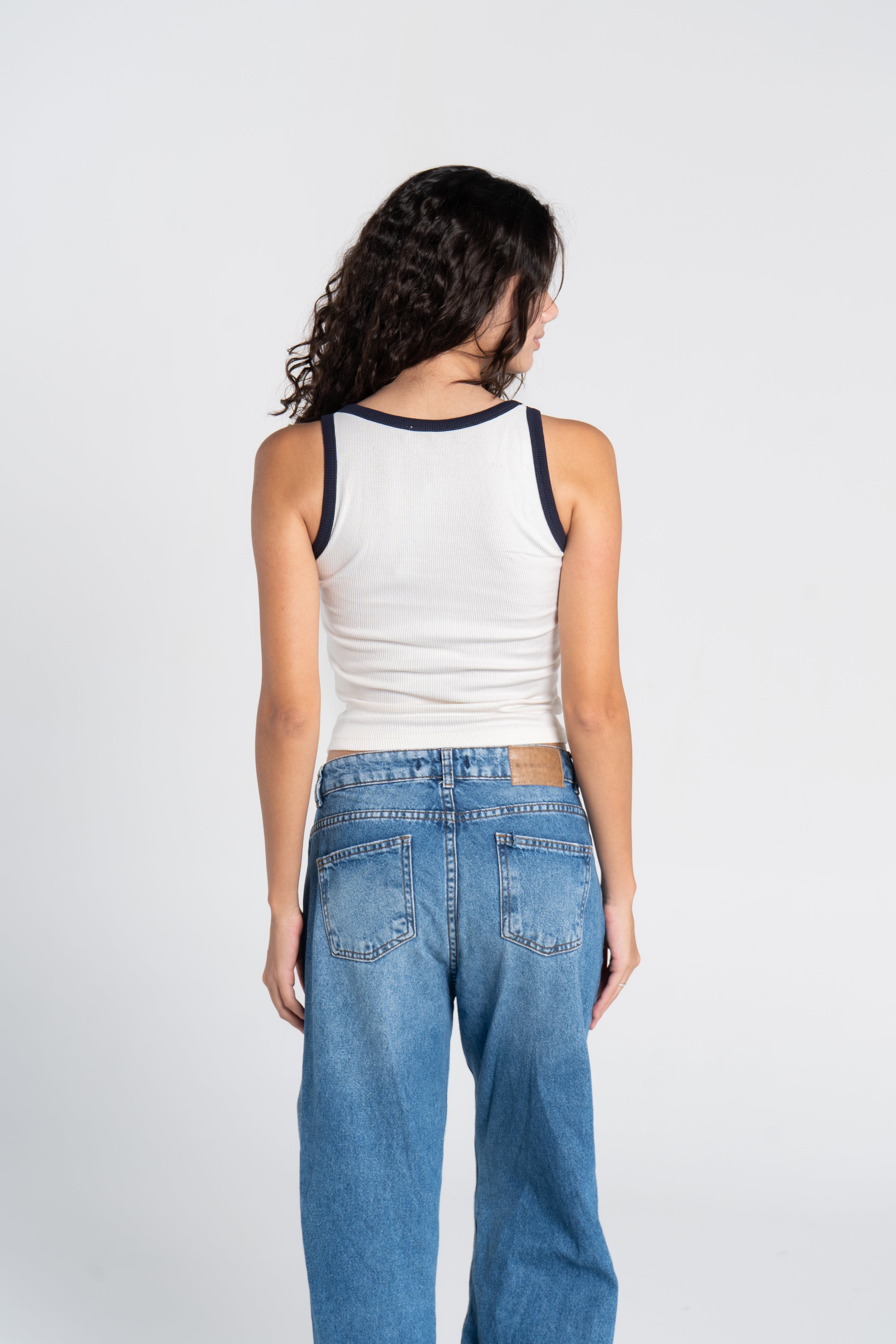 RIBBED SQUARE NECK TANK – COLORED STRAP