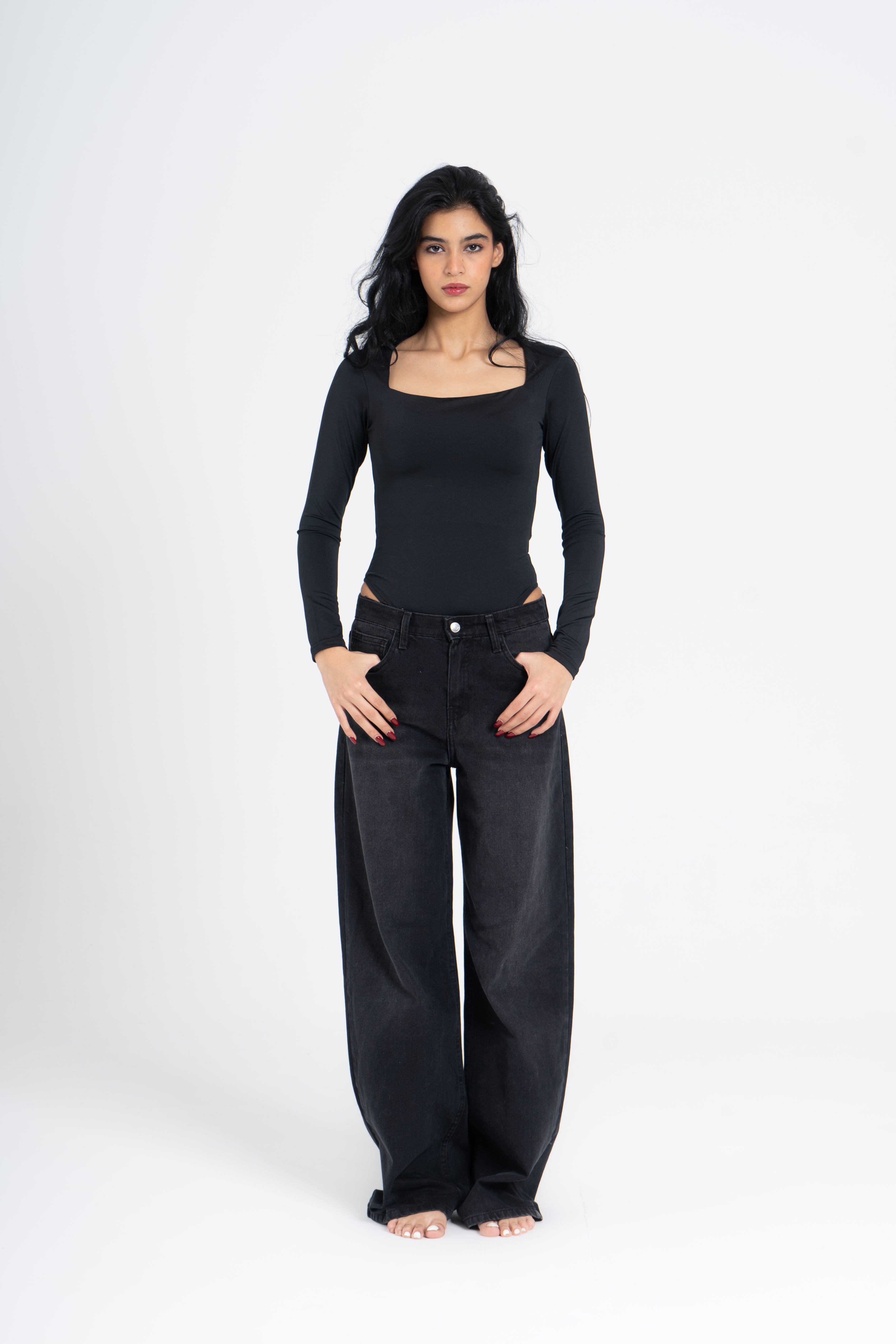 SQUARE NECK LONG SLEEVE BODYSUIT