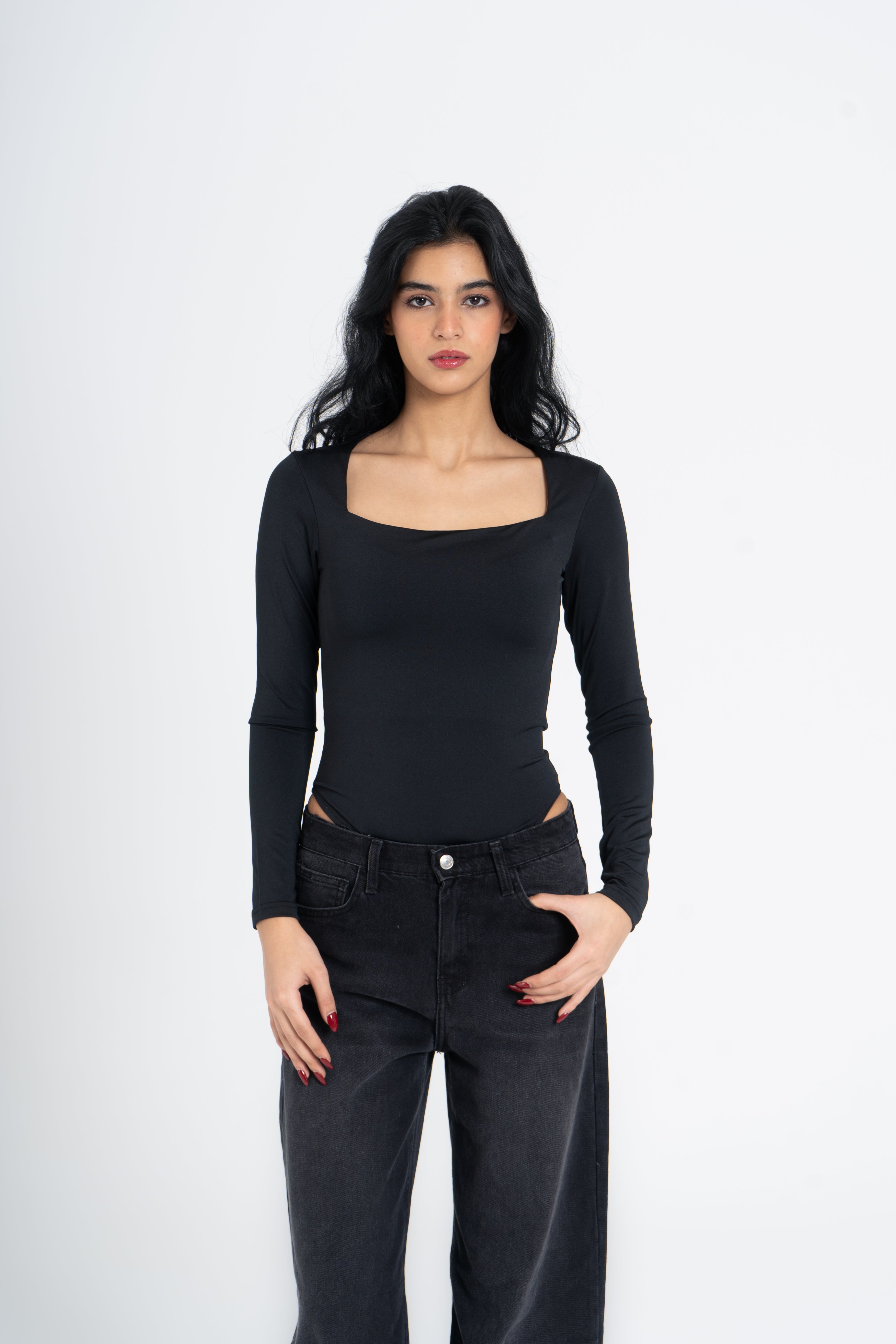 SQUARE NECK LONG SLEEVE BODYSUIT