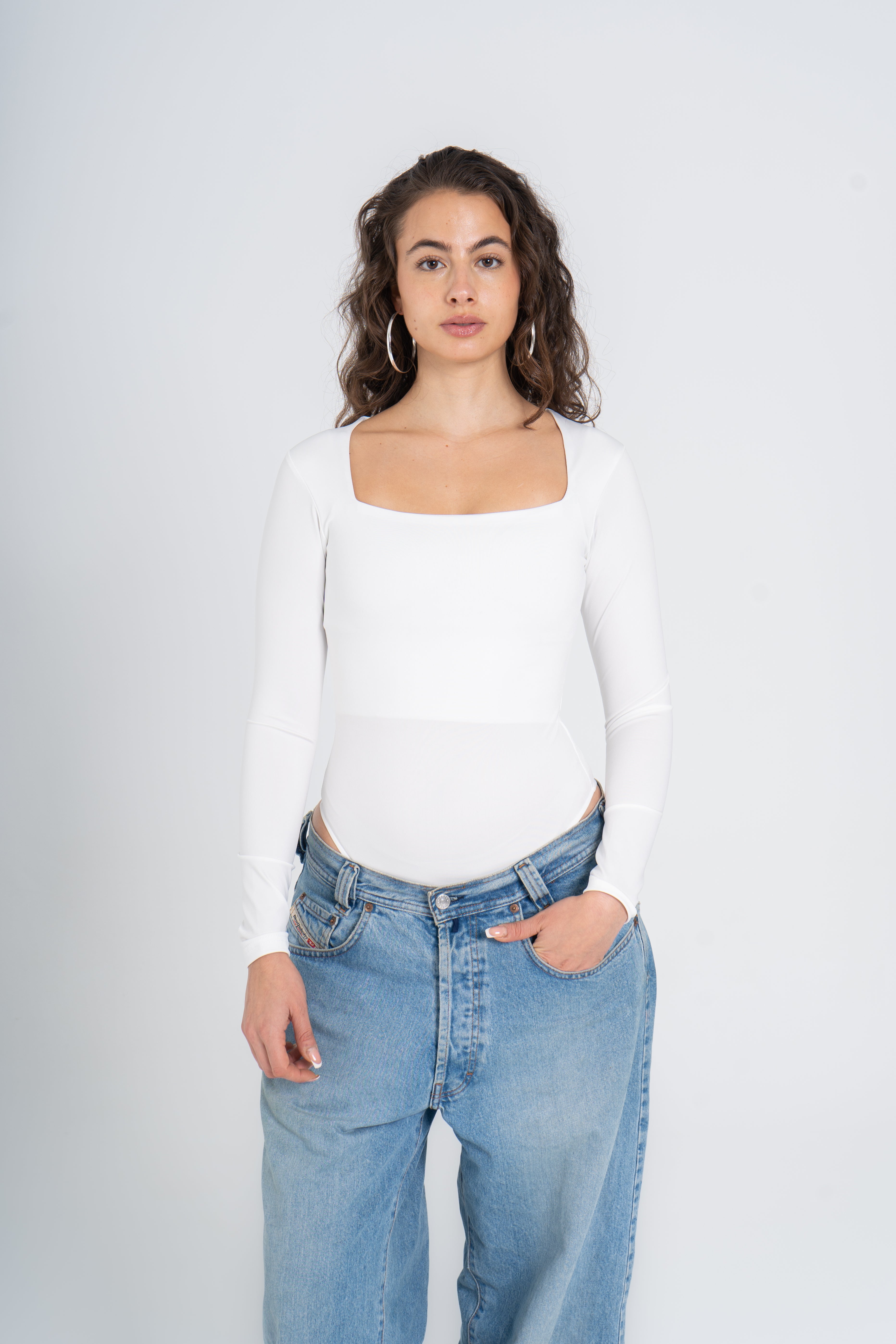 SQUARE NECK LONG SLEEVE BODYSUIT