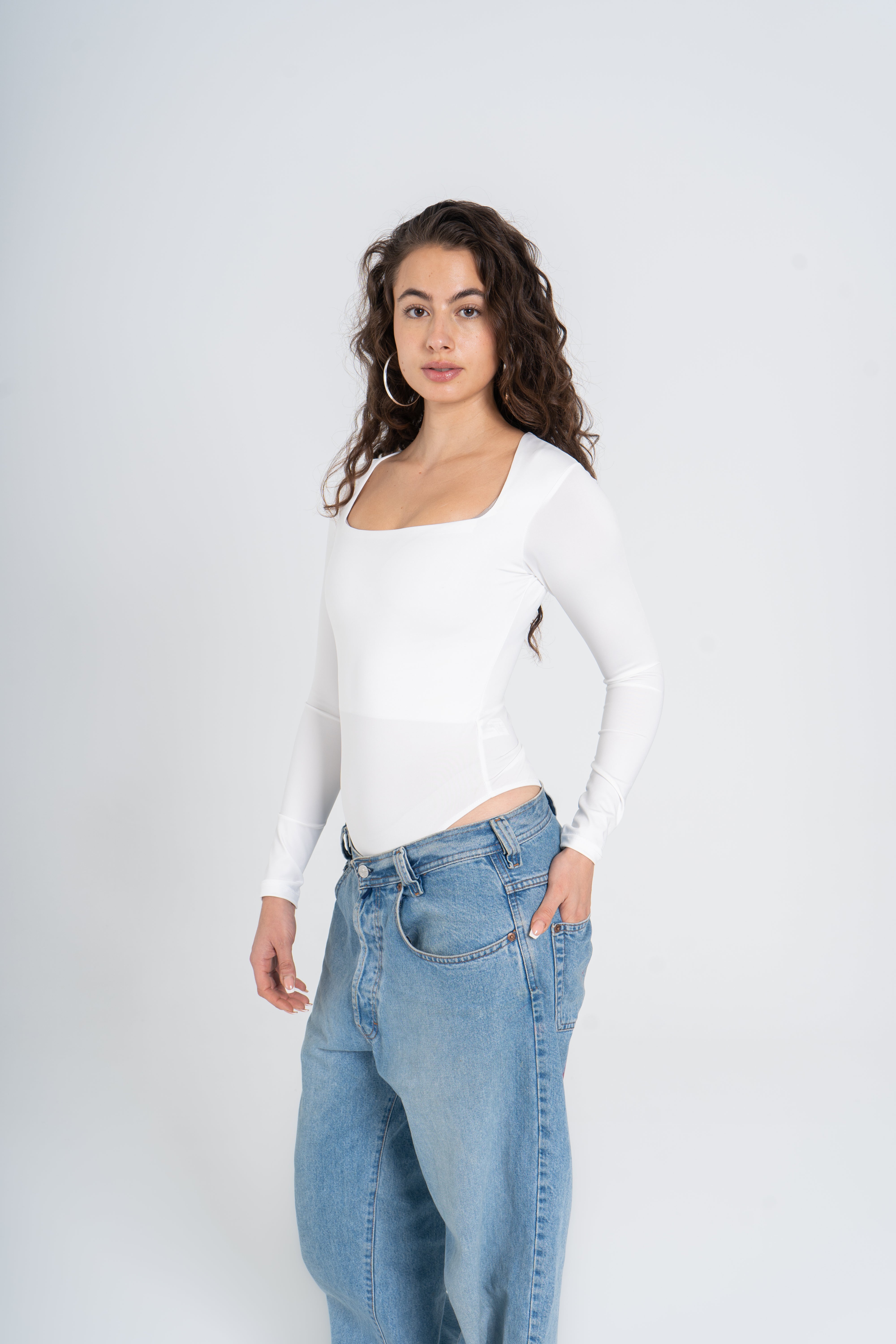SQUARE NECK LONG SLEEVE BODYSUIT