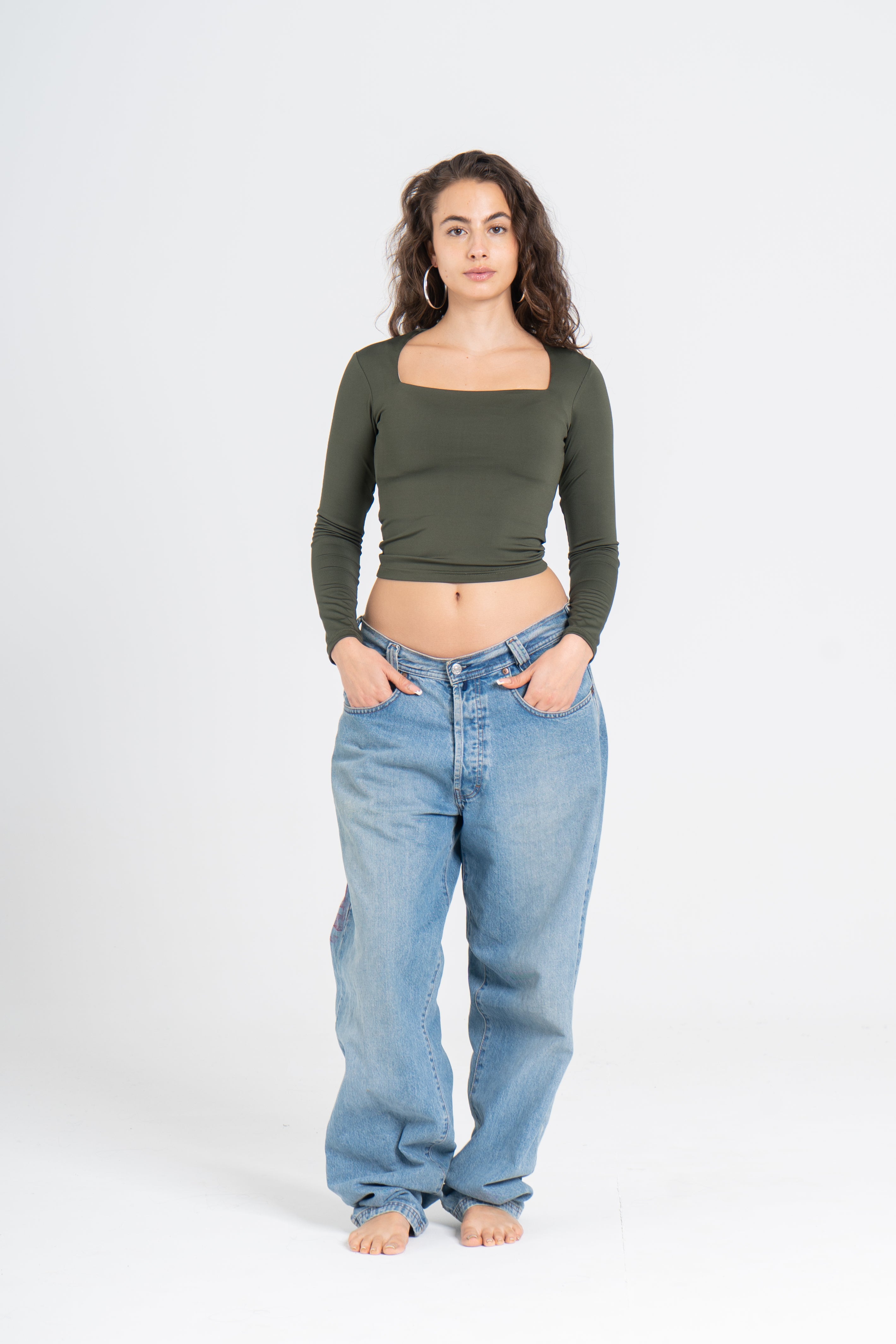 SQUARE NECK LONG SLEEVE