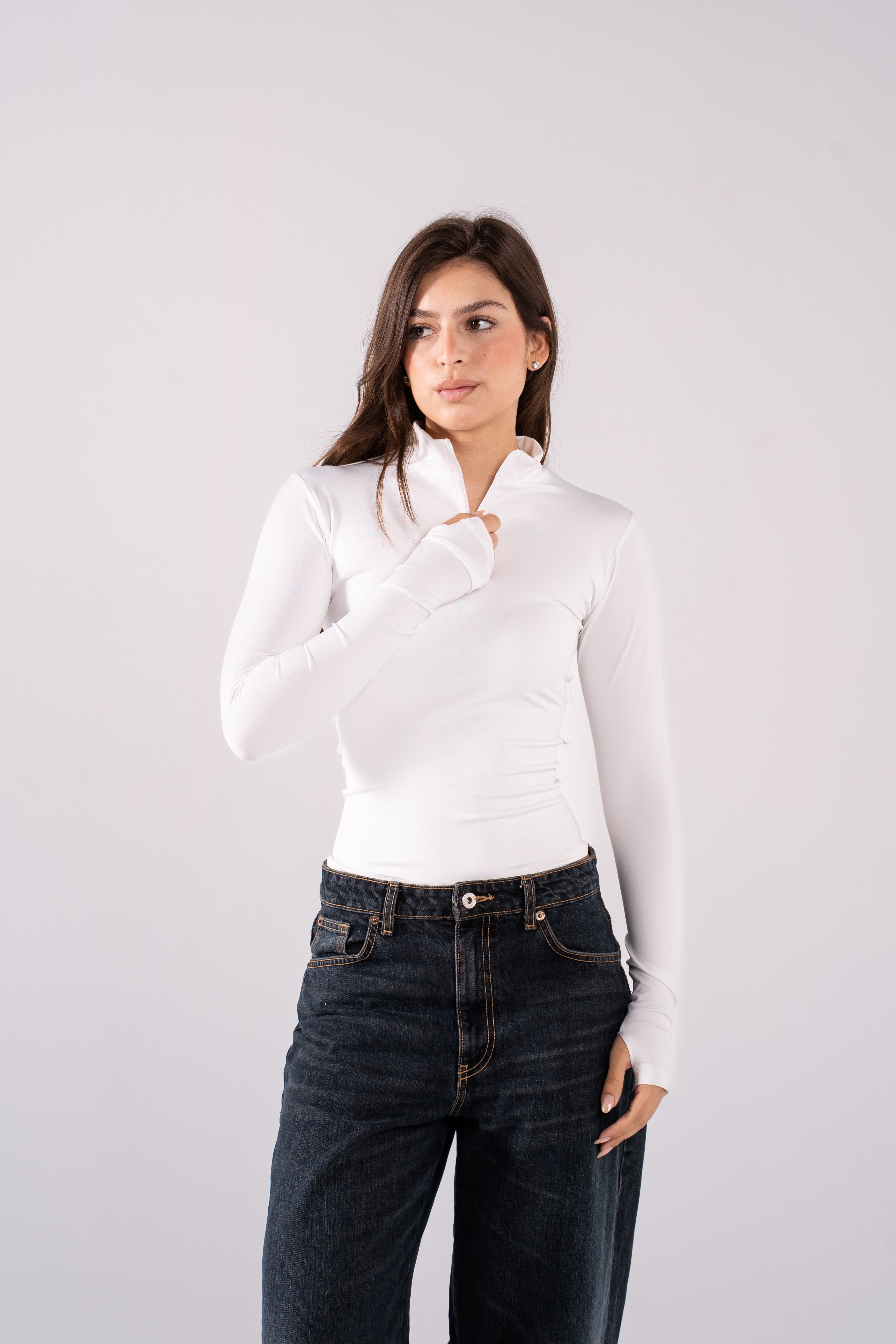 REFINED LONG-SLEEVE HIGH NECK ZIPPER