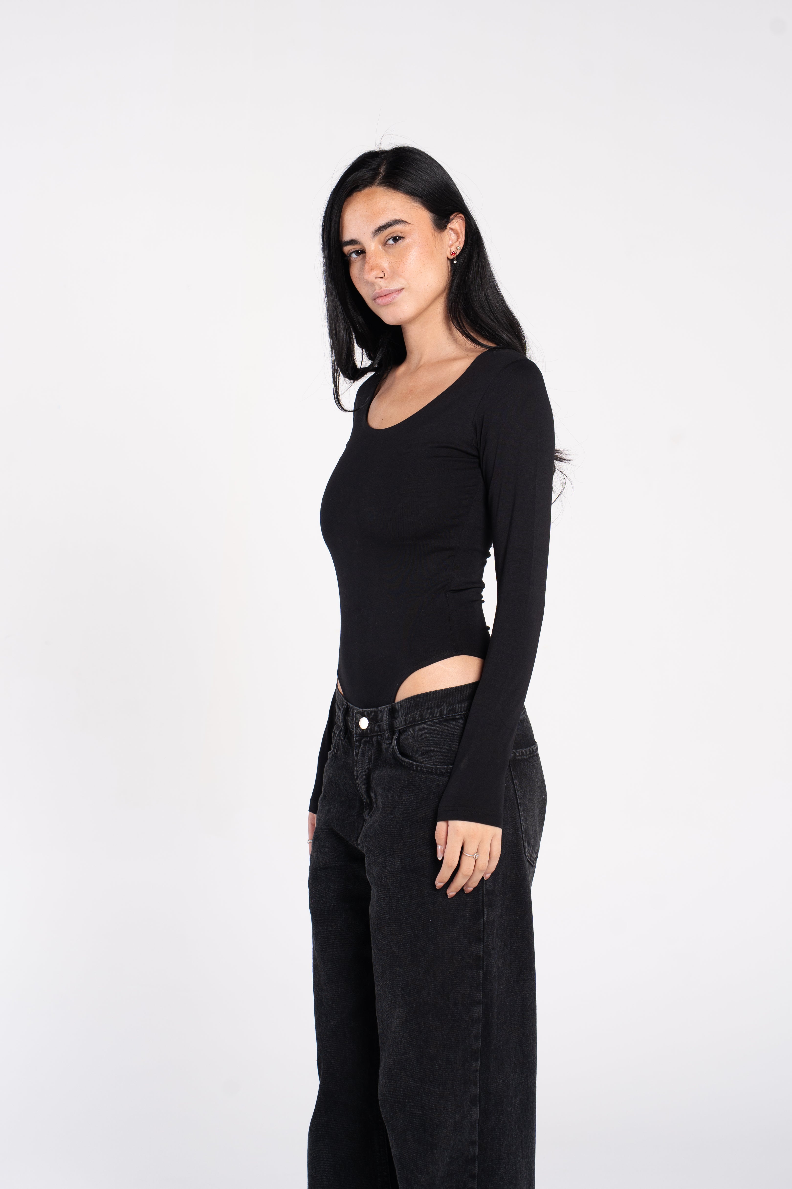 COTTON WIDE NECK LONG SLEEVE BODYSUIT