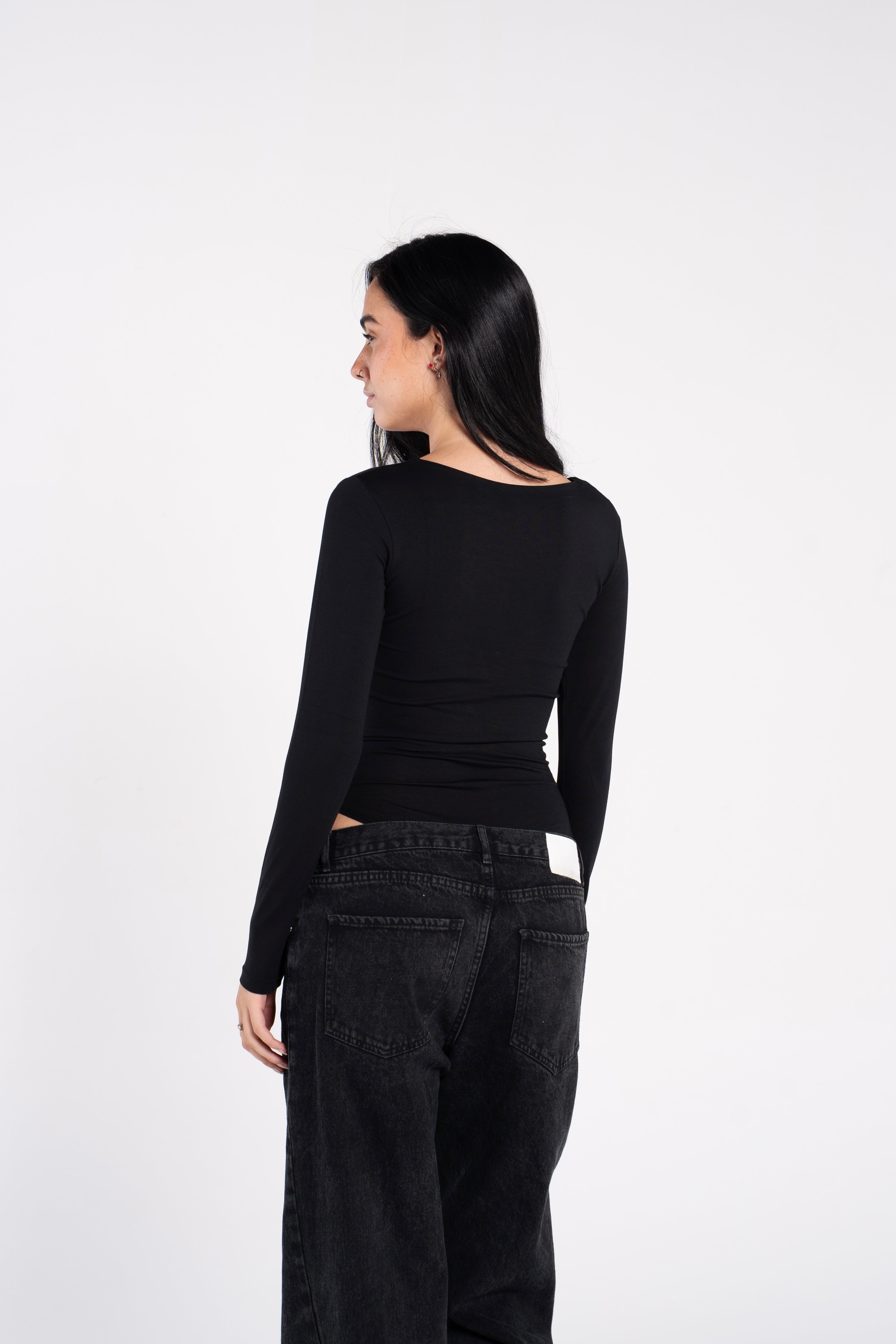 COTTON WIDE NECK LONG SLEEVE BODYSUIT