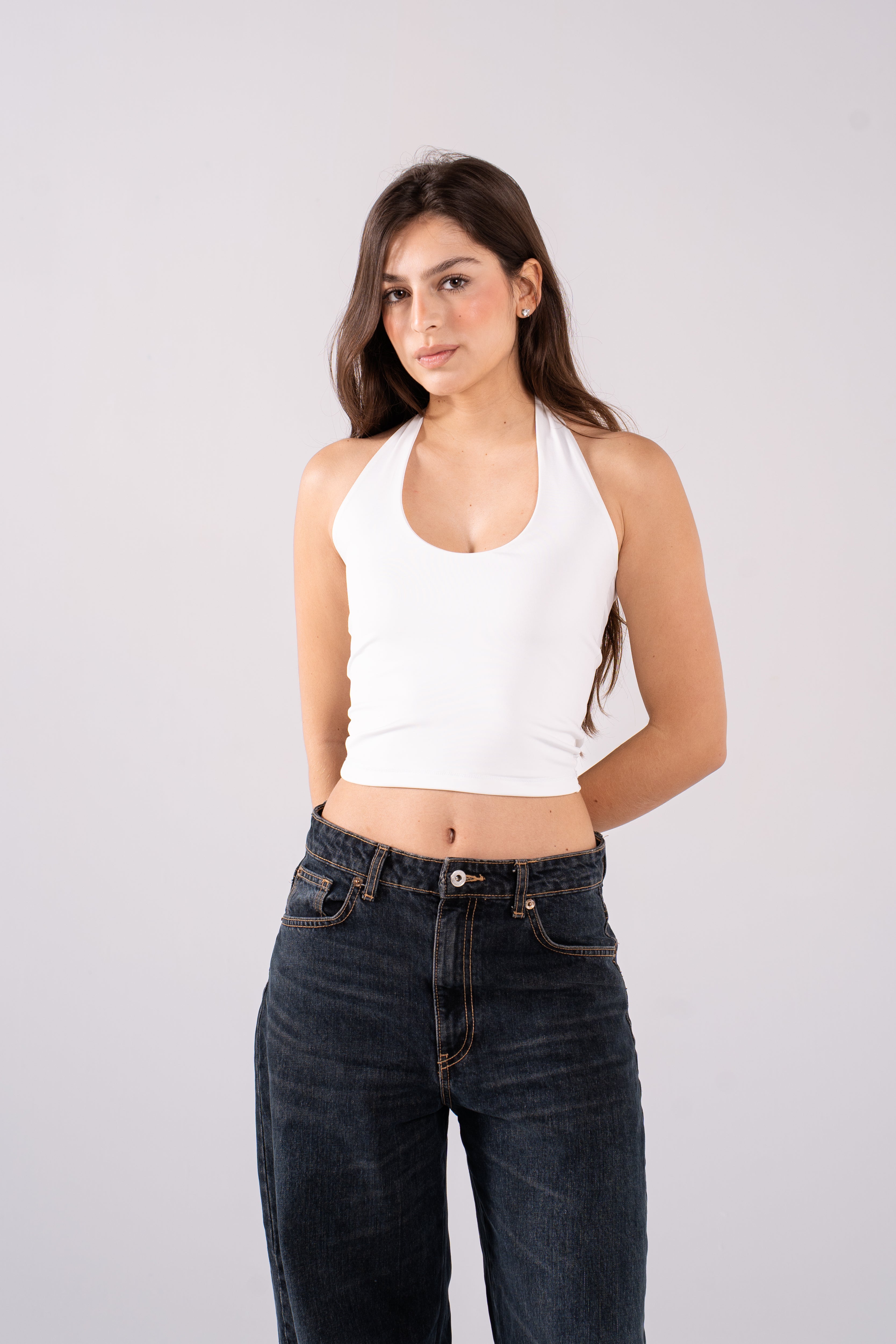 REFINED COTTON HALTER TOP