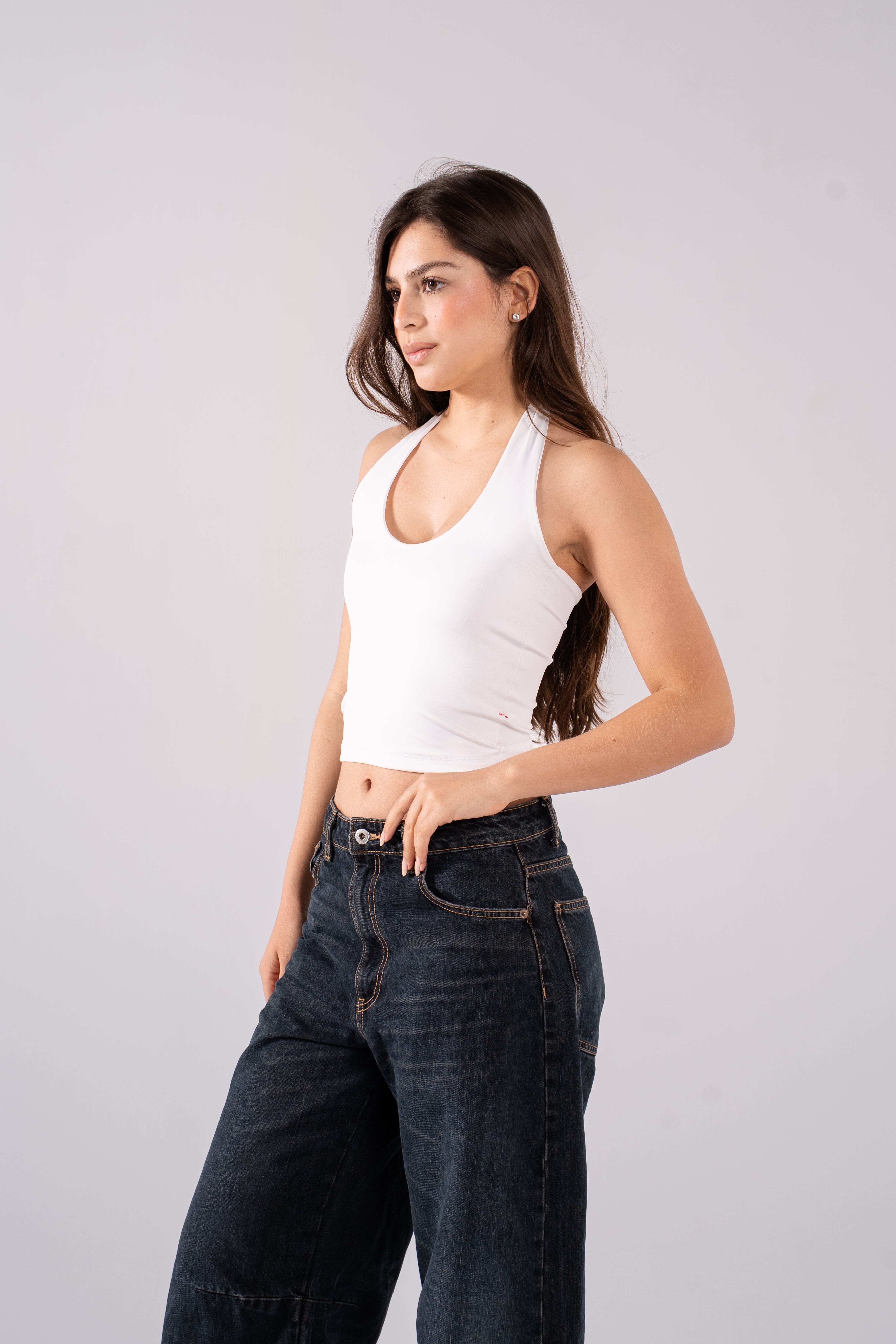 REFINED COTTON HALTER TOP