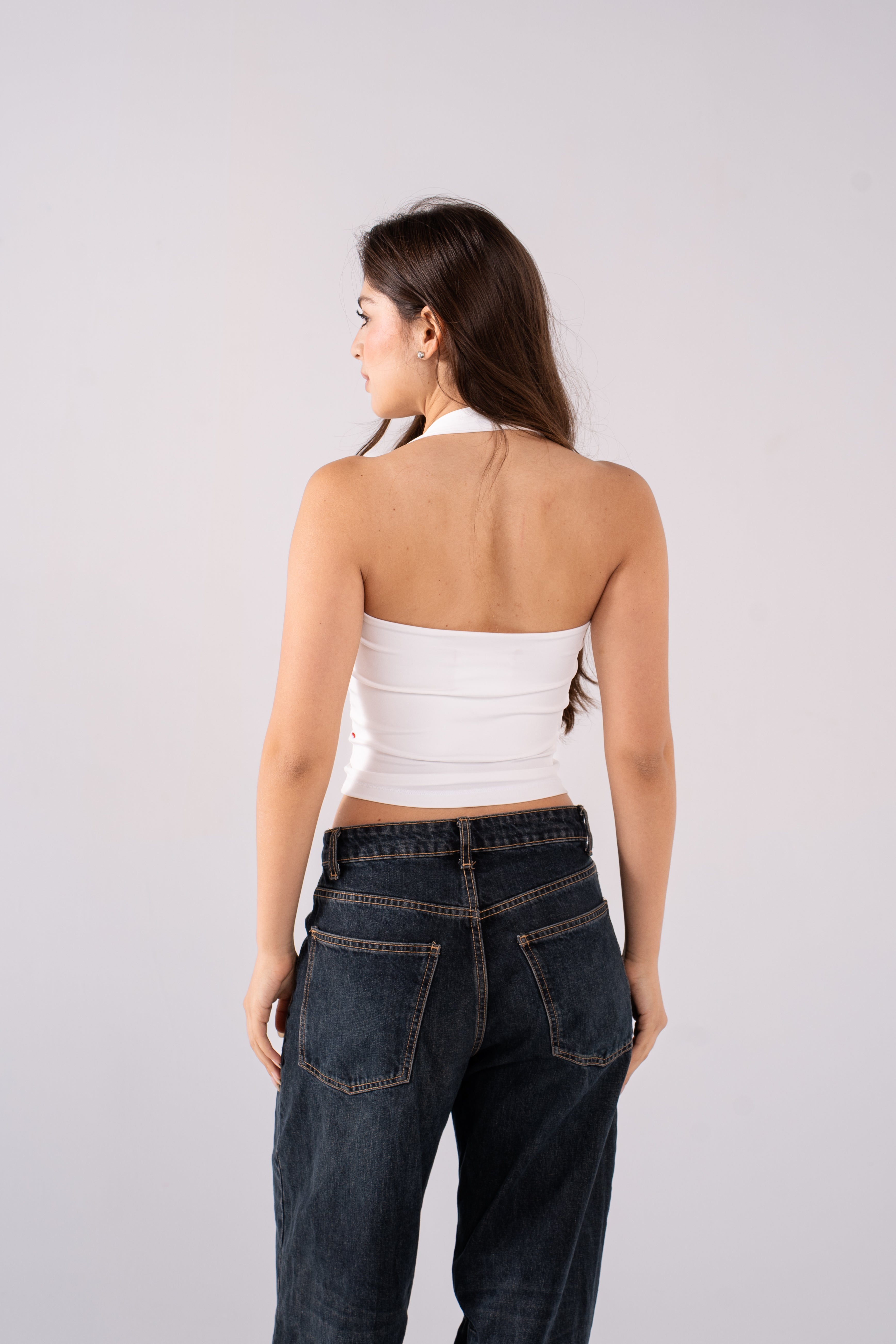 REFINED COTTON HALTER TOP