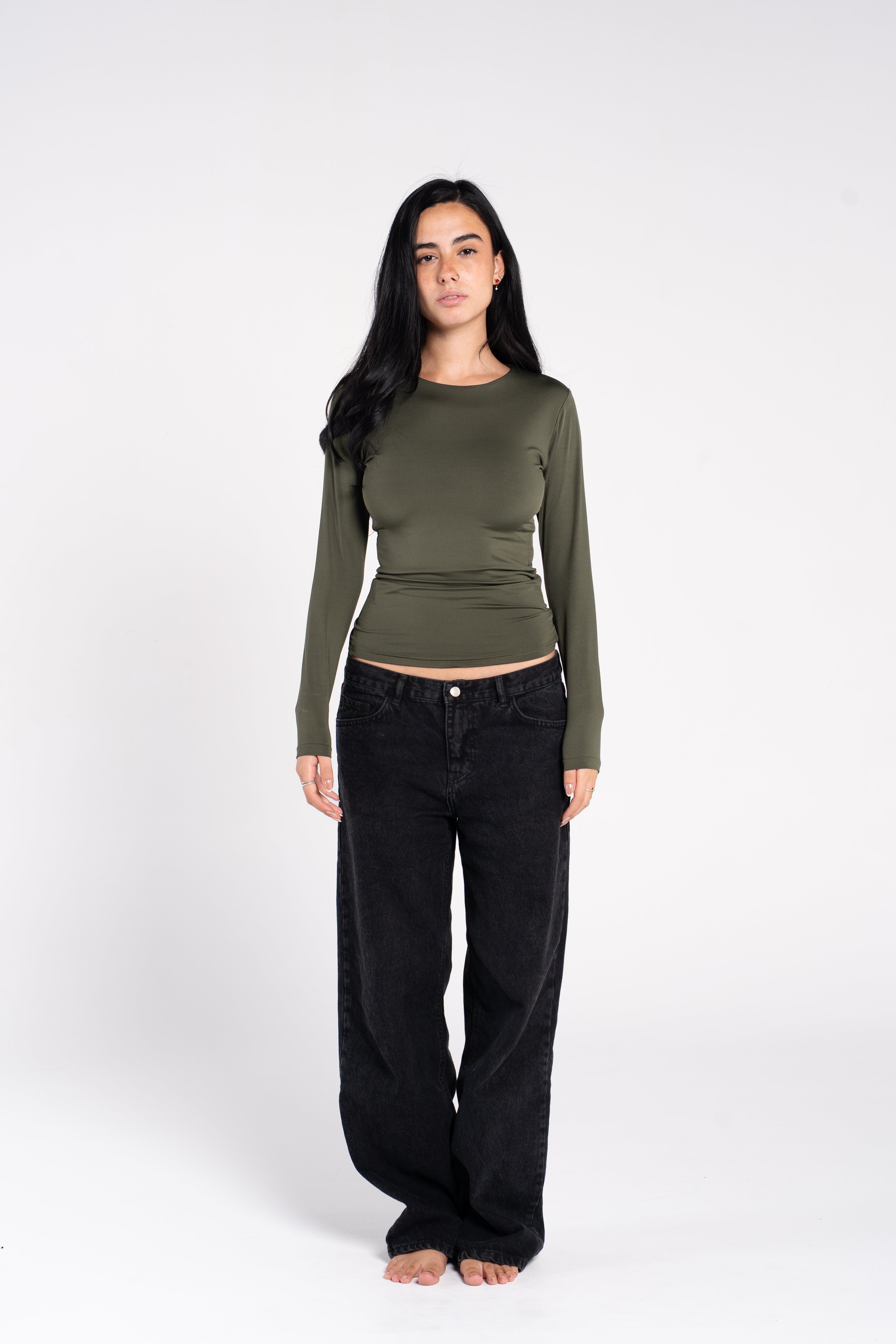ADJUSTABLE RUCHED LONG SLEEVE TOP