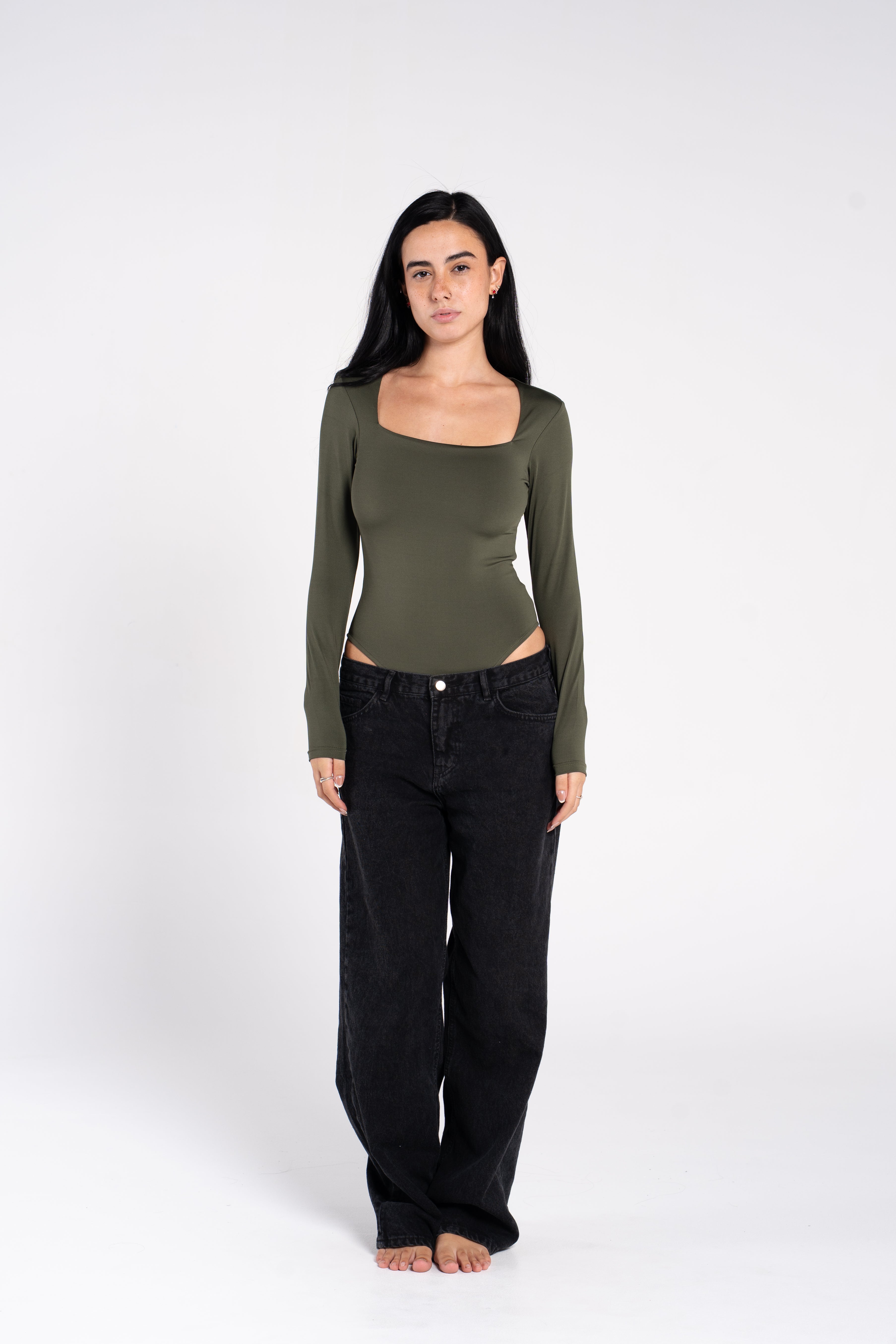 SQUARE NECK LONG SLEEVE BODYSUIT