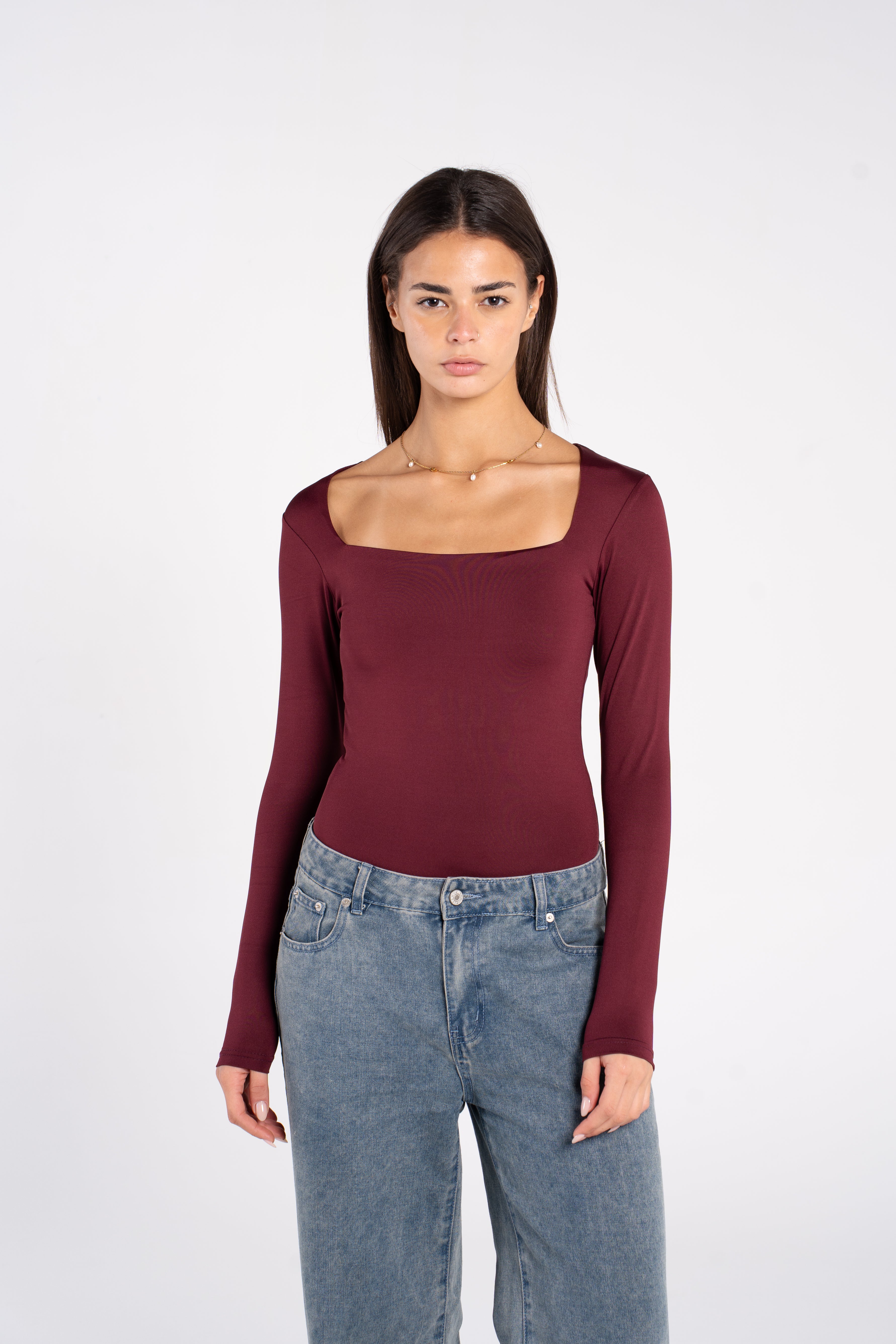 SQUARE NECK LONG SLEEVE BODYSUIT