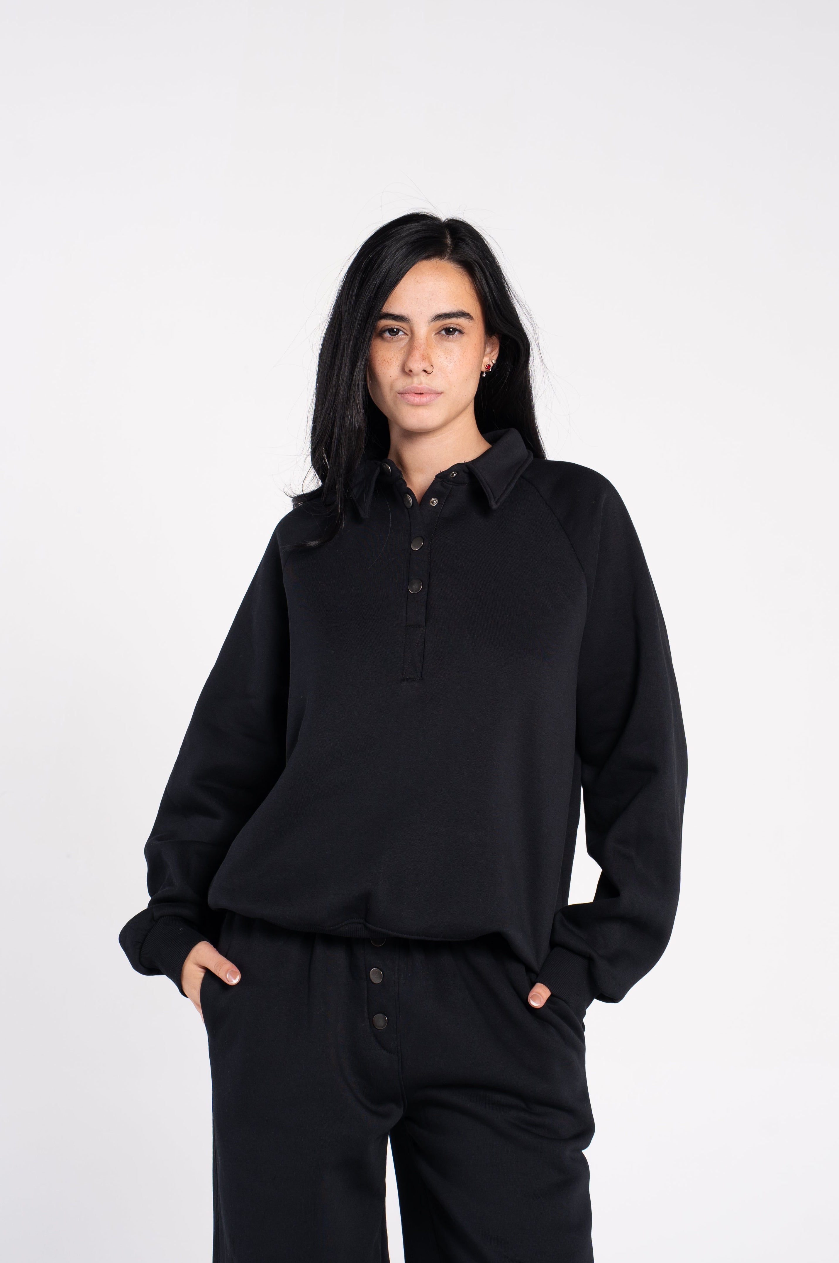 V POLO BUTTONS SWEAT SHIRT