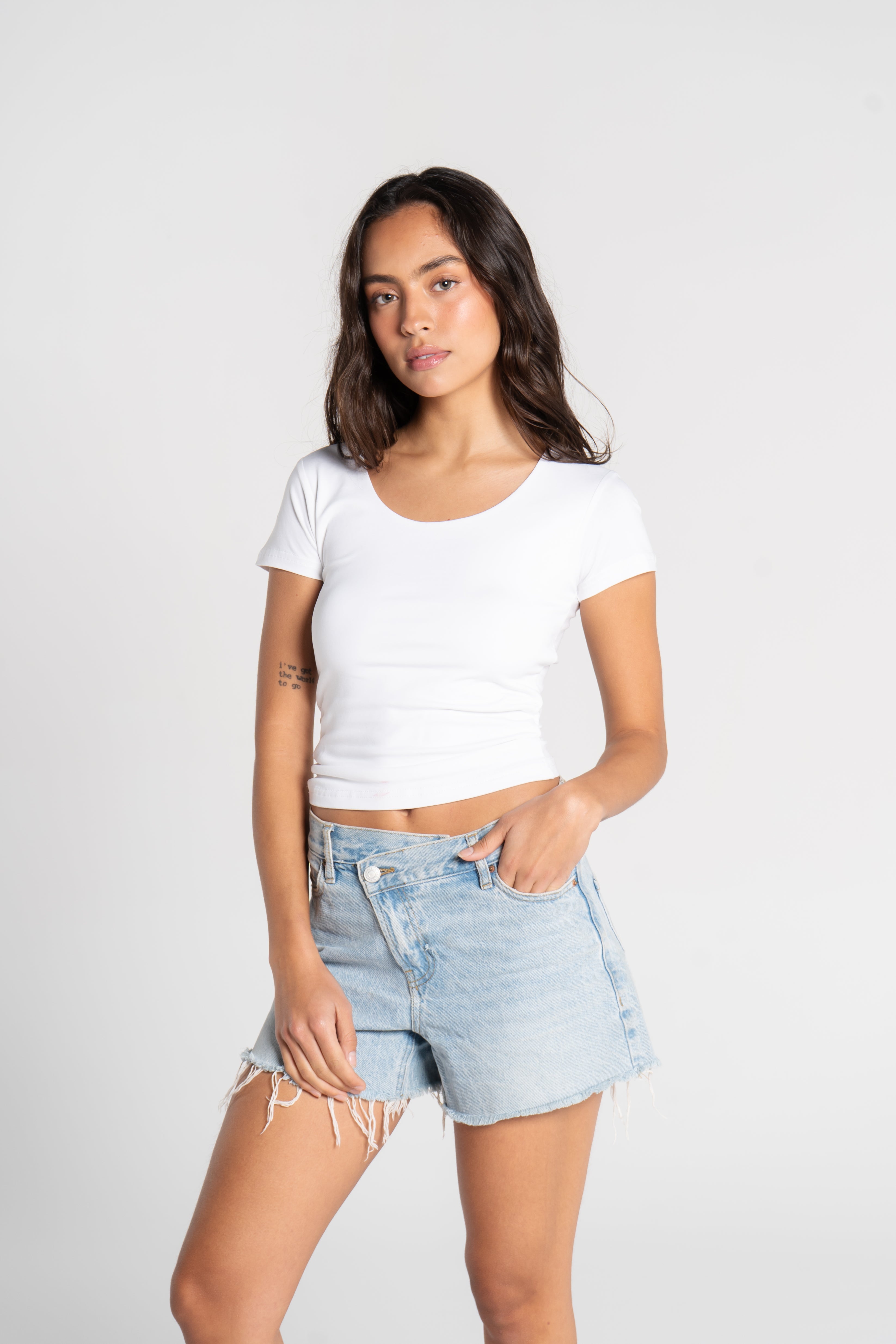 COTTON WIDE NECK SHORT SLEEVE