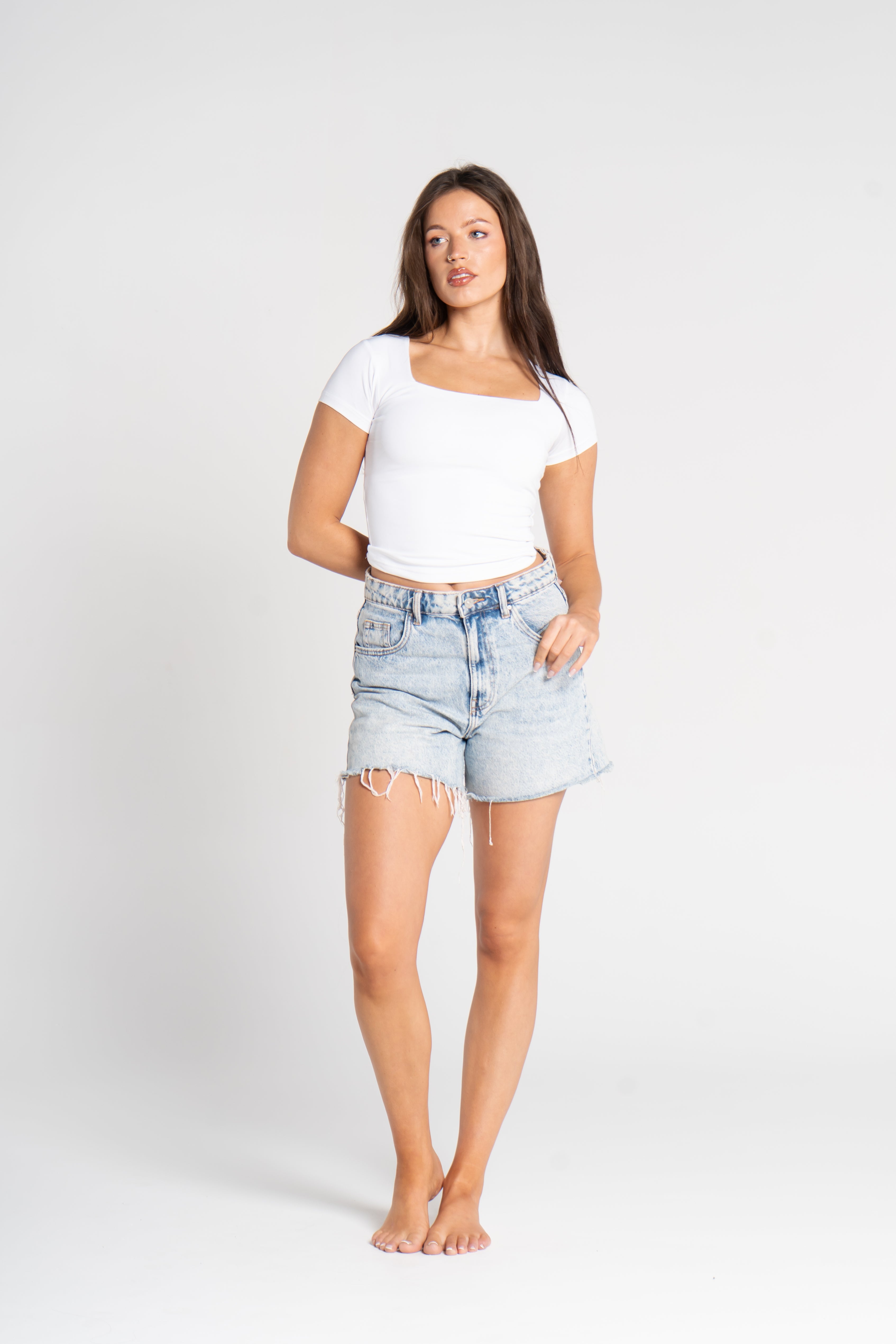 COTTON SQUARE NECK SHORT SLEEVE
