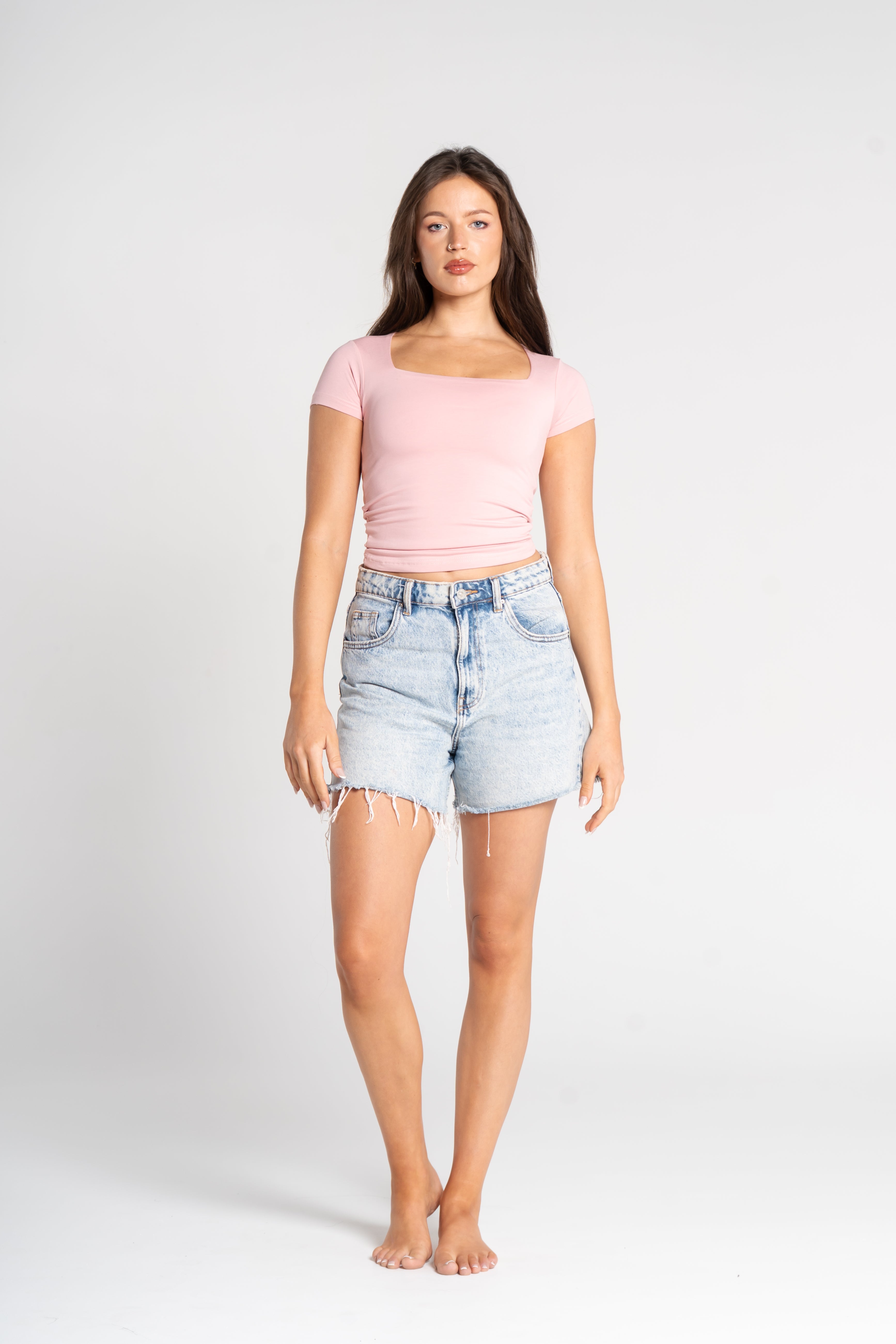 COTTON SQUARE NECK SHORT SLEEVE