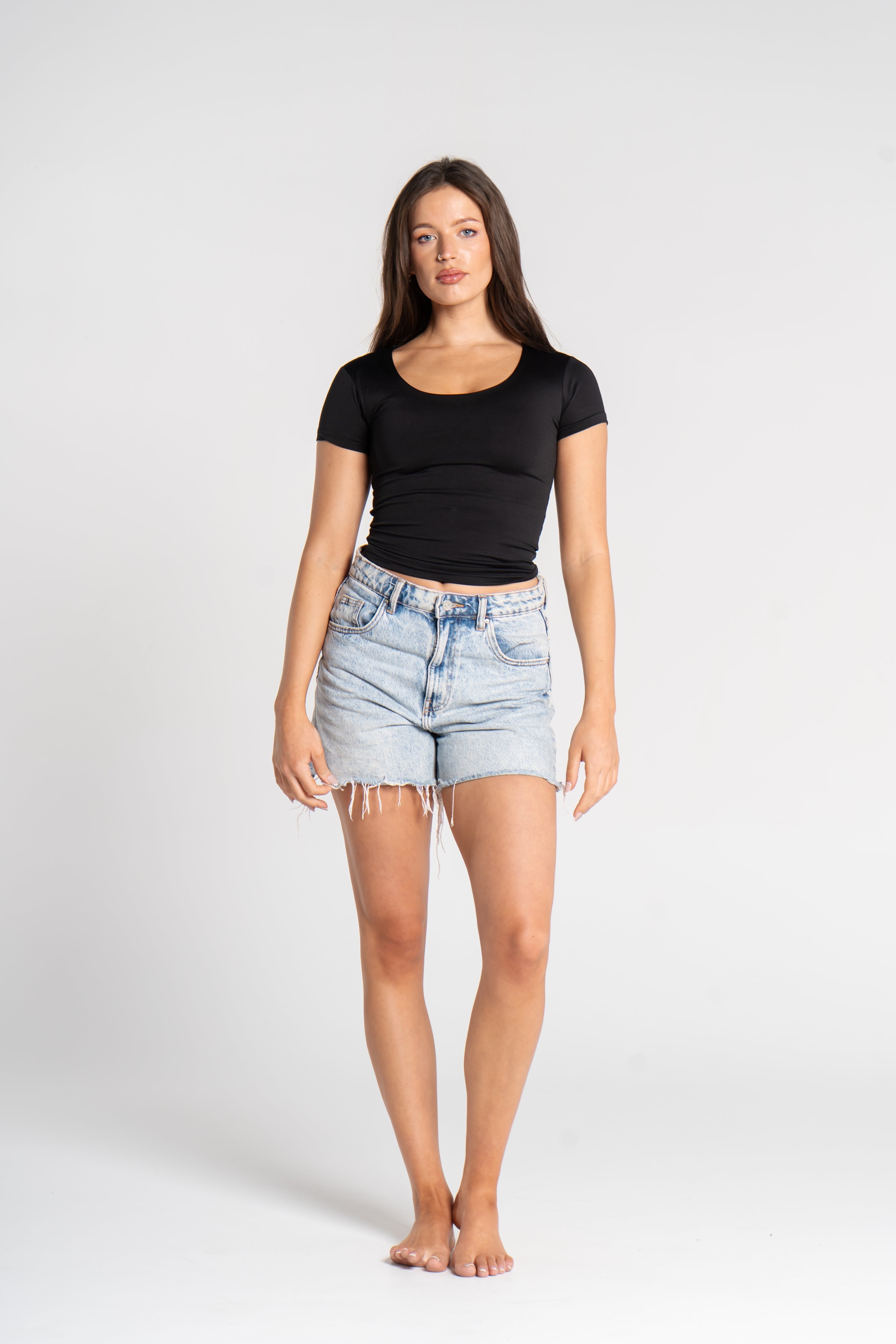 WIDE NECK SHORT SLEEVE               (BLACK & WHITE )