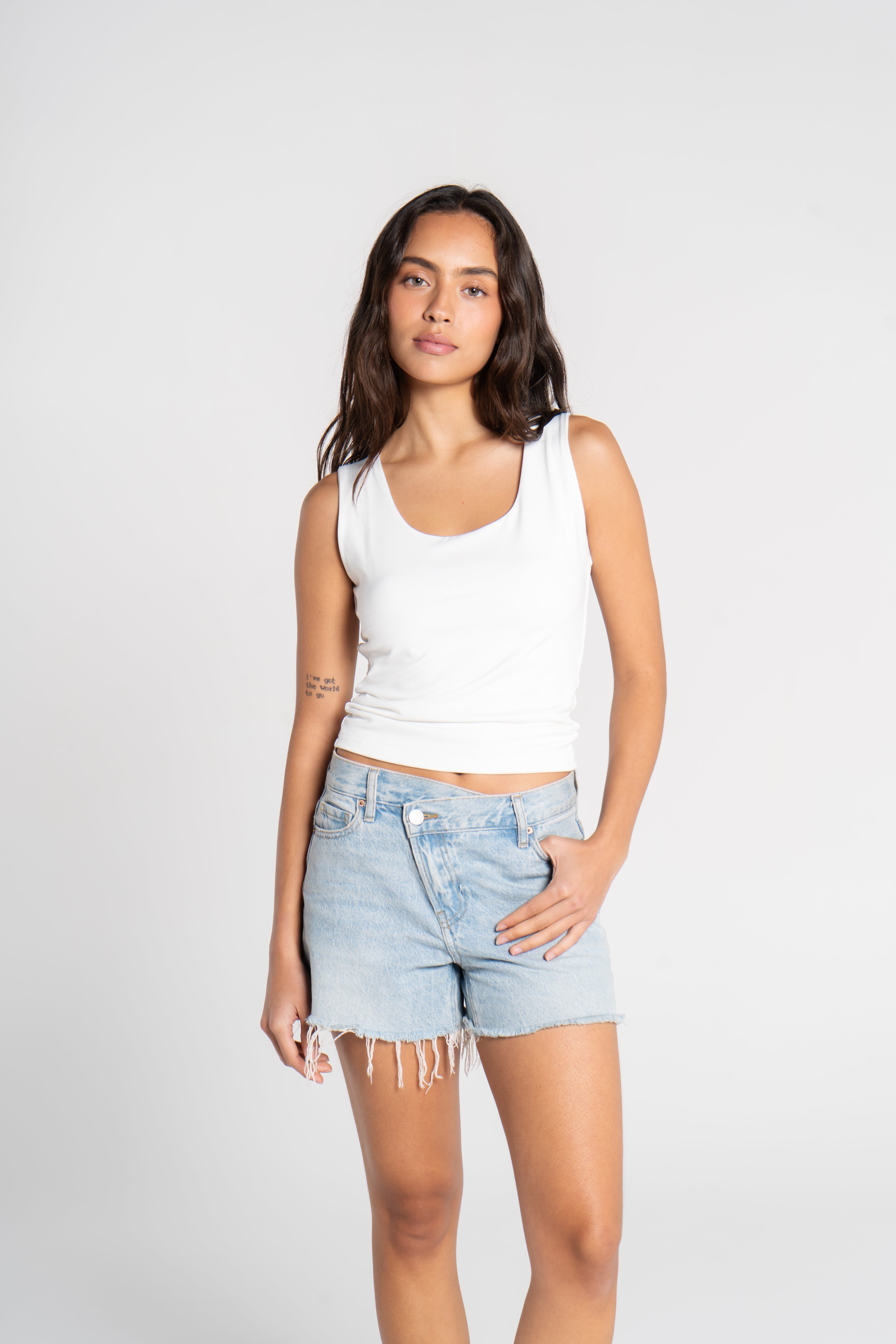 TANK TOP WIDE NECK (Black & White )