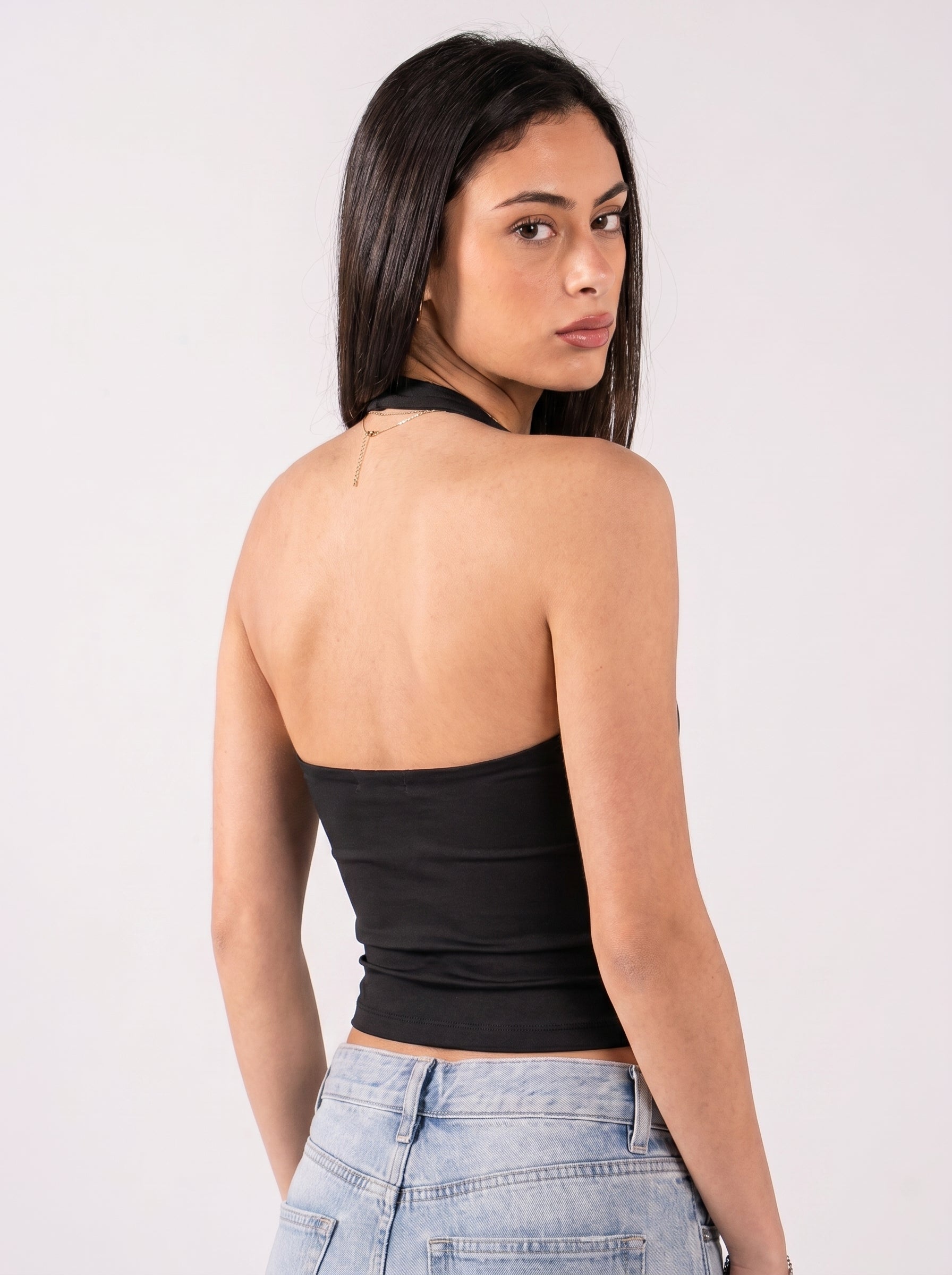REFINED COTTON HALTER TOP