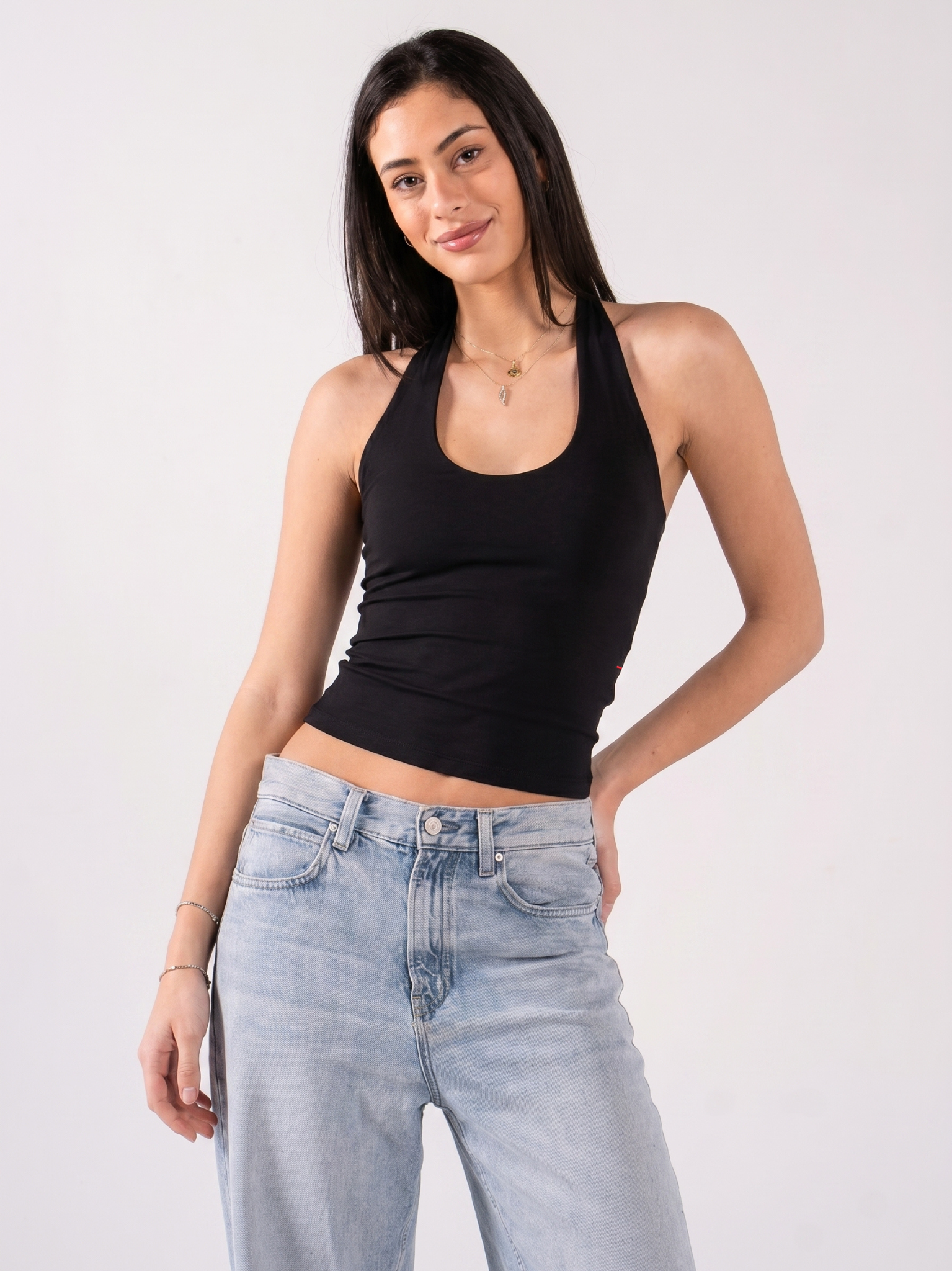 REFINED COTTON HALTER TOP