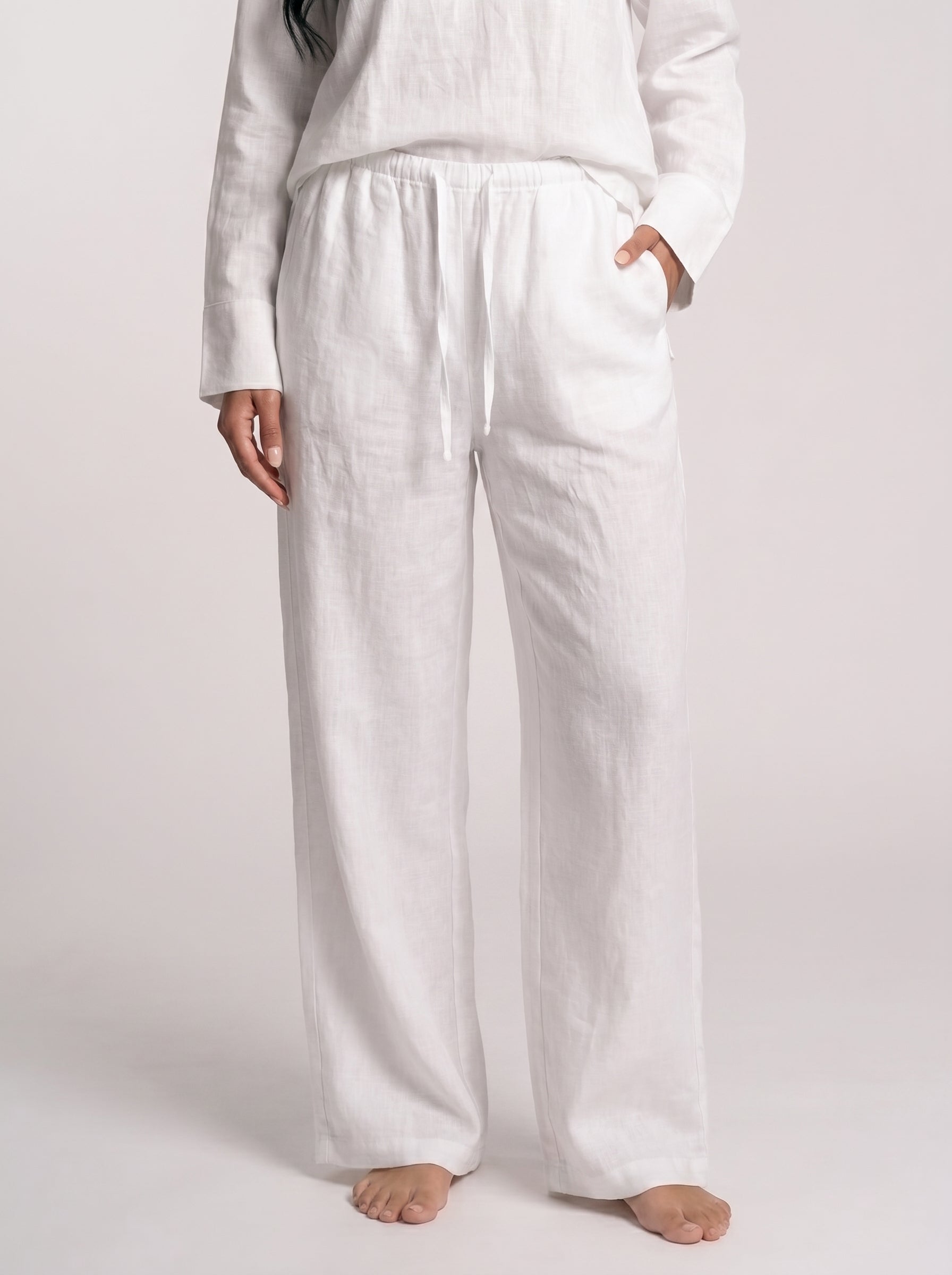 REFINED LINEN WIDE-LEG PANTS