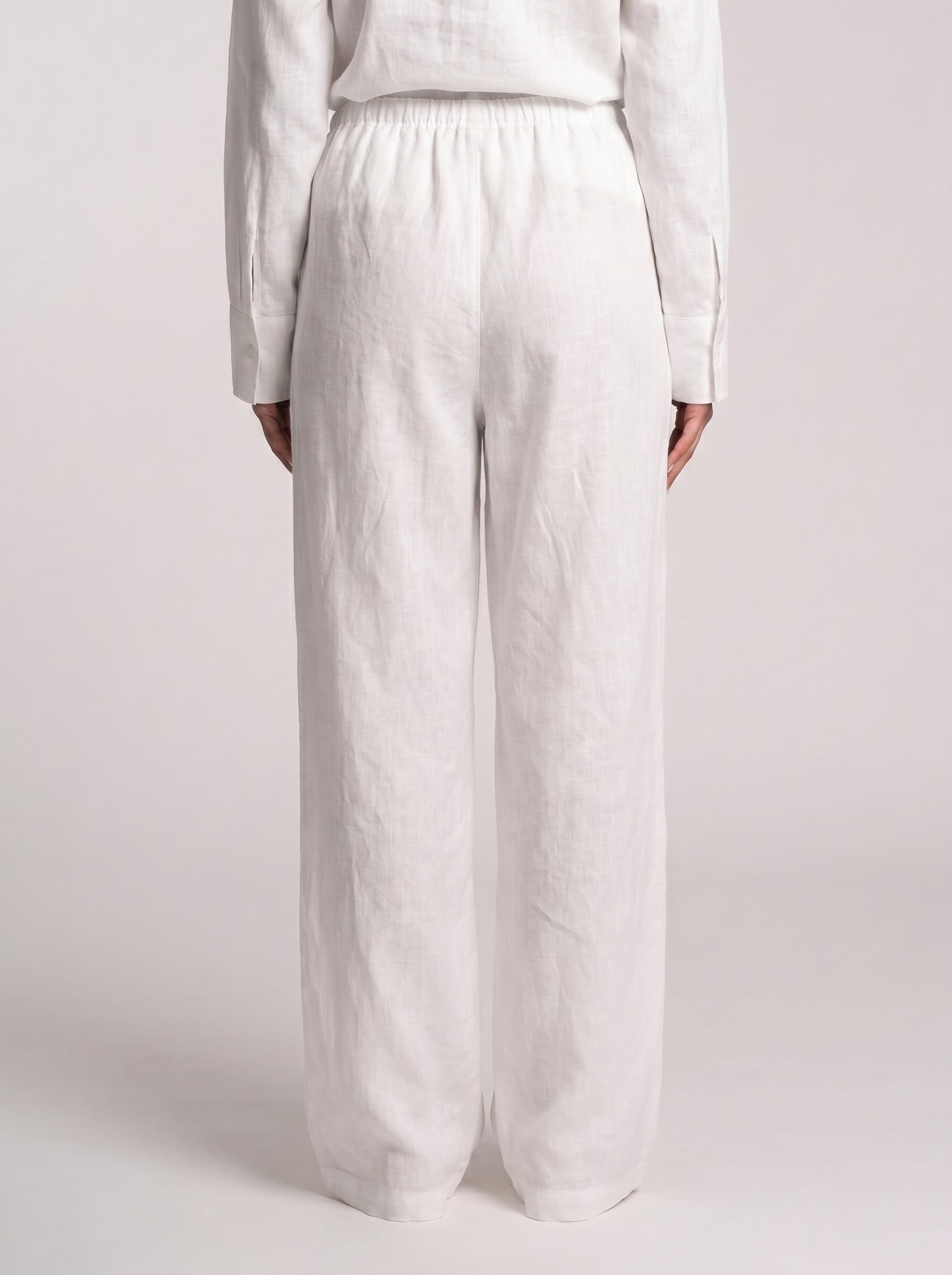 REFINED LINEN WIDE-LEG PANTS