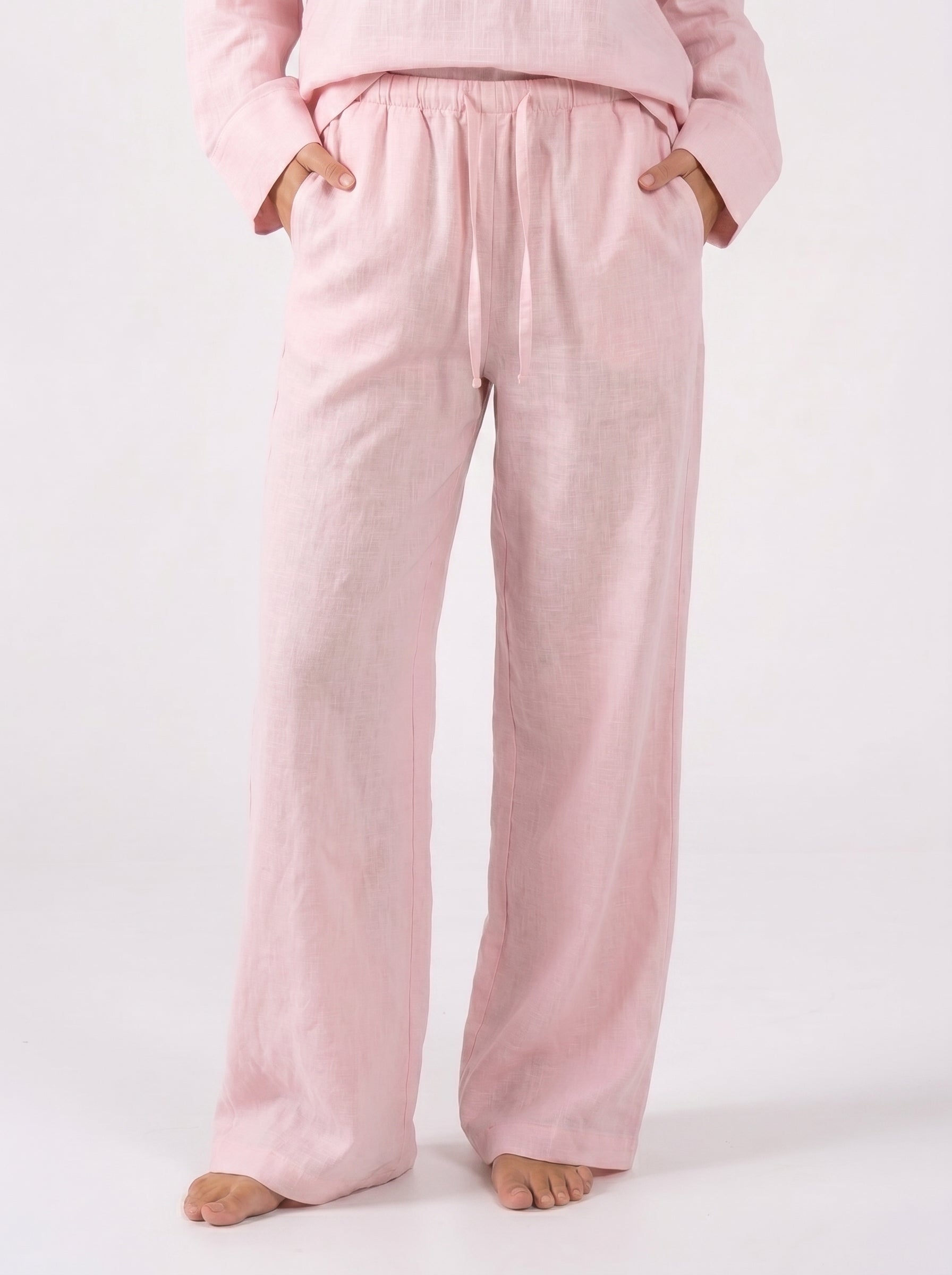 REFINED LINEN WIDE-LEG PANTS