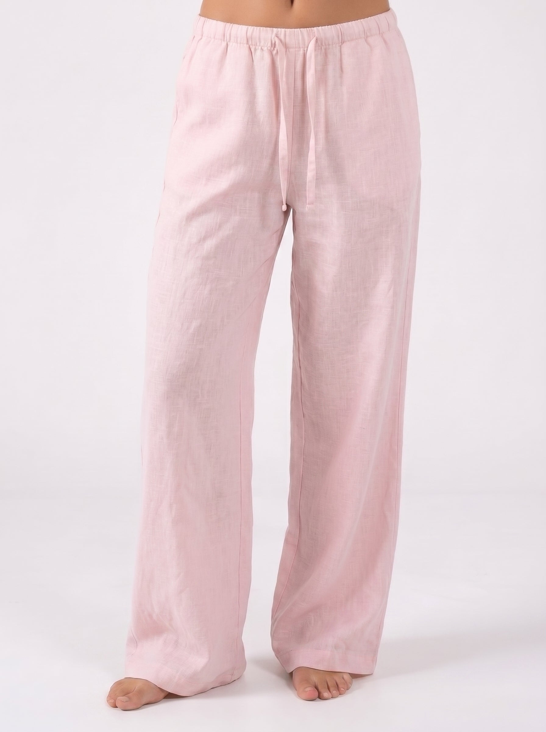 REFINED LINEN WIDE-LEG PANTS